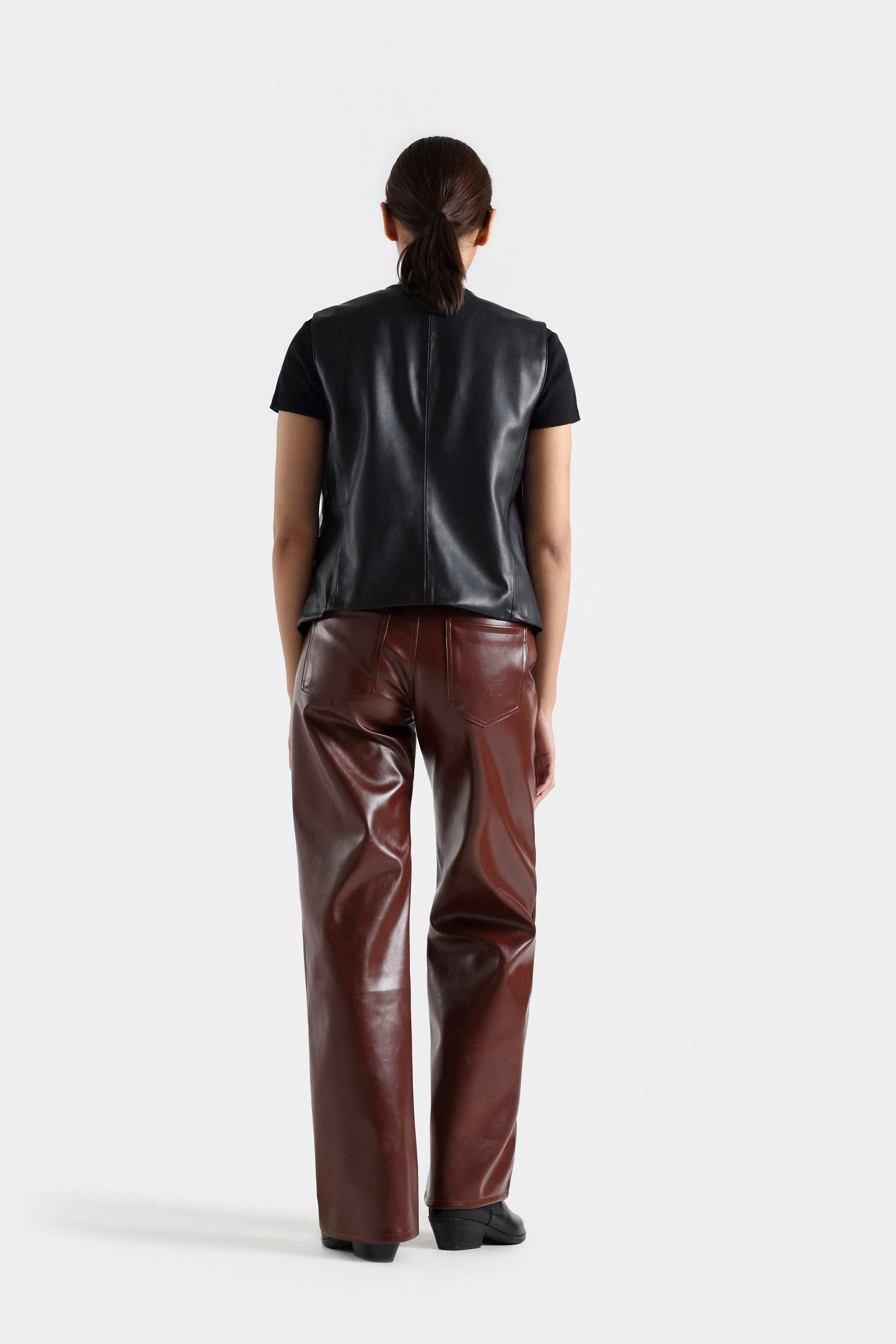 Faux Leather Cropped Waistcoat - Image 4
