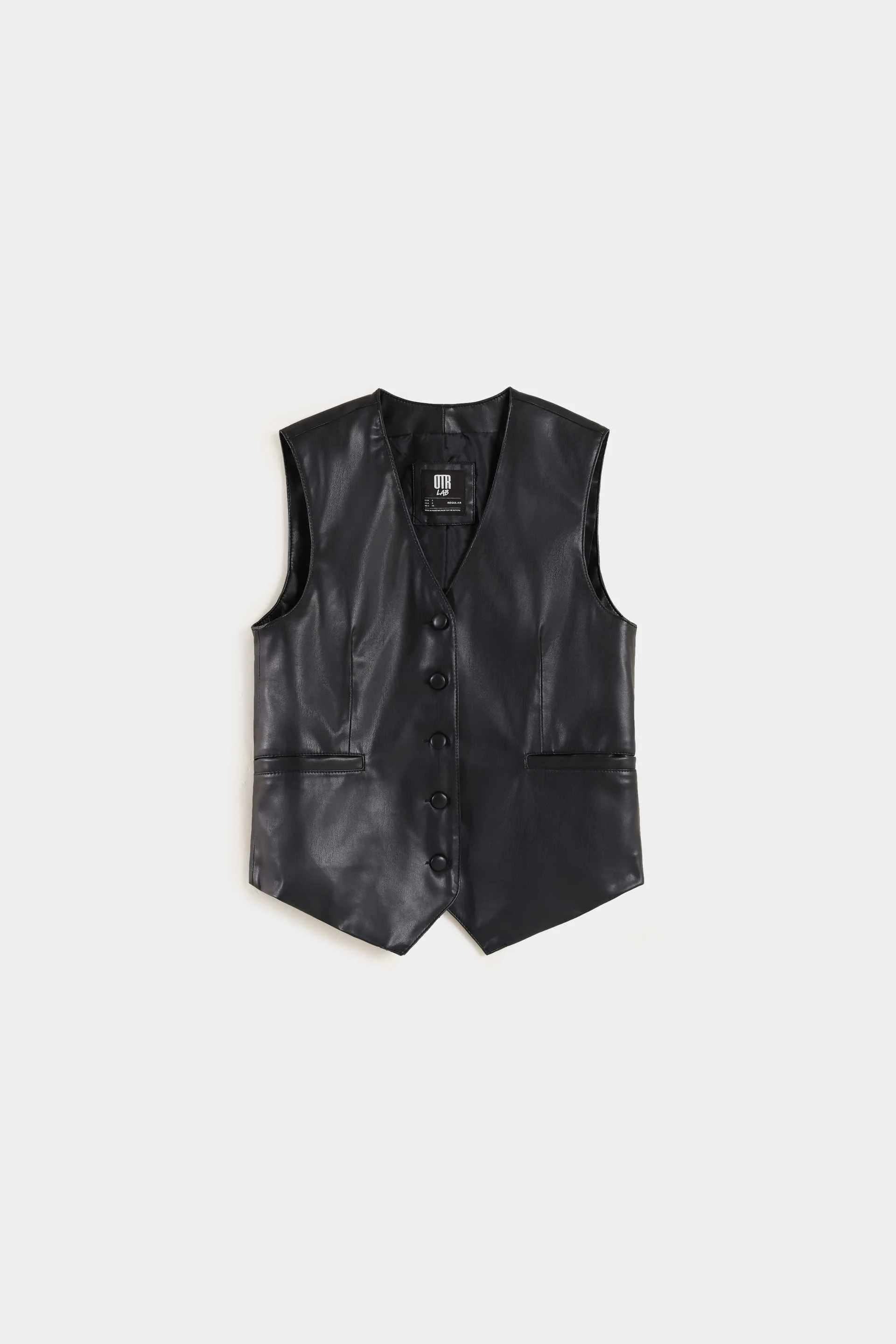 Faux Leather Cropped Waistcoat - Image 5