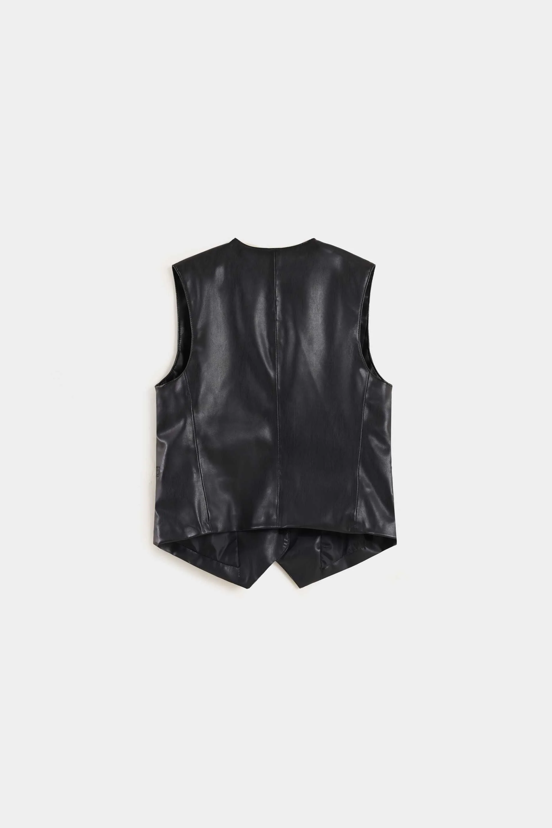 Faux Leather Cropped Waistcoat - Image 7
