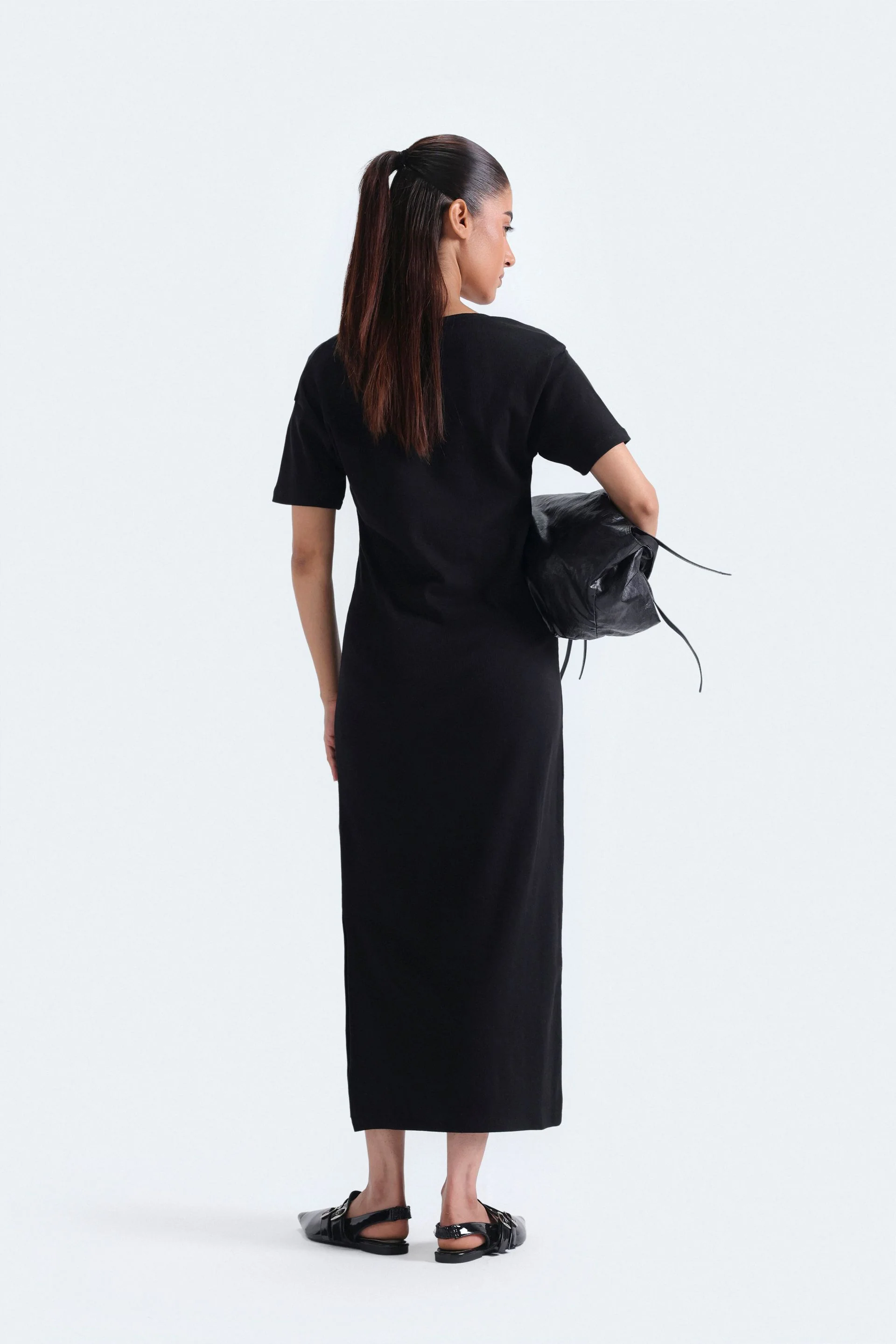 Overlay Scoop Neck Ribbed Dress - Image 4