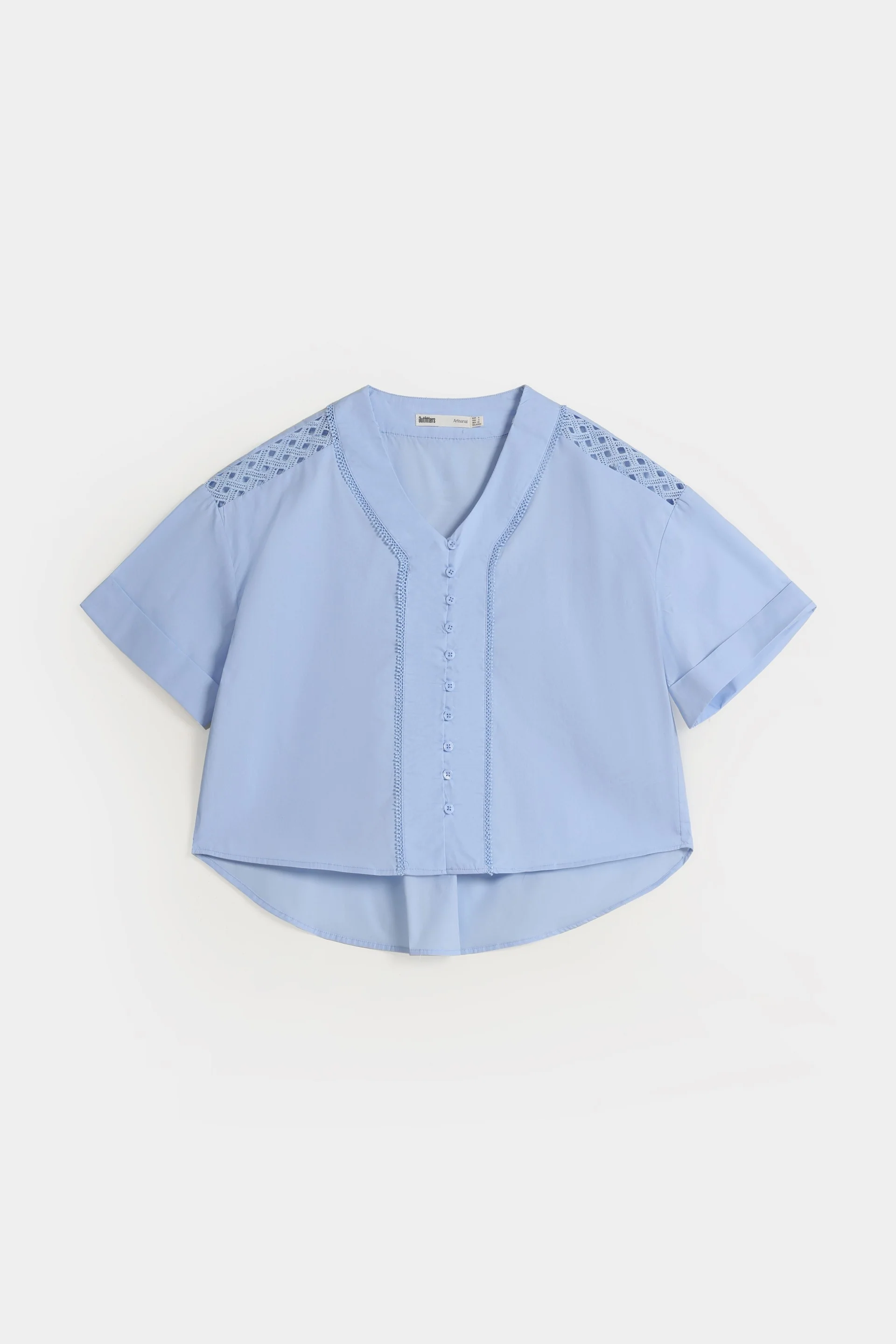Lace Stitching Cropped Shirt - Image 5