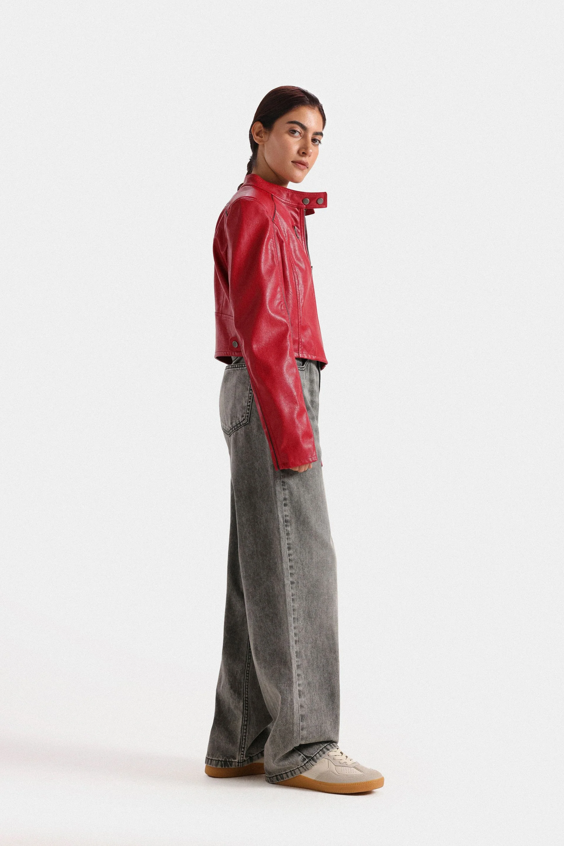 Biker Jacket With Pinstripe Detail - Image 11