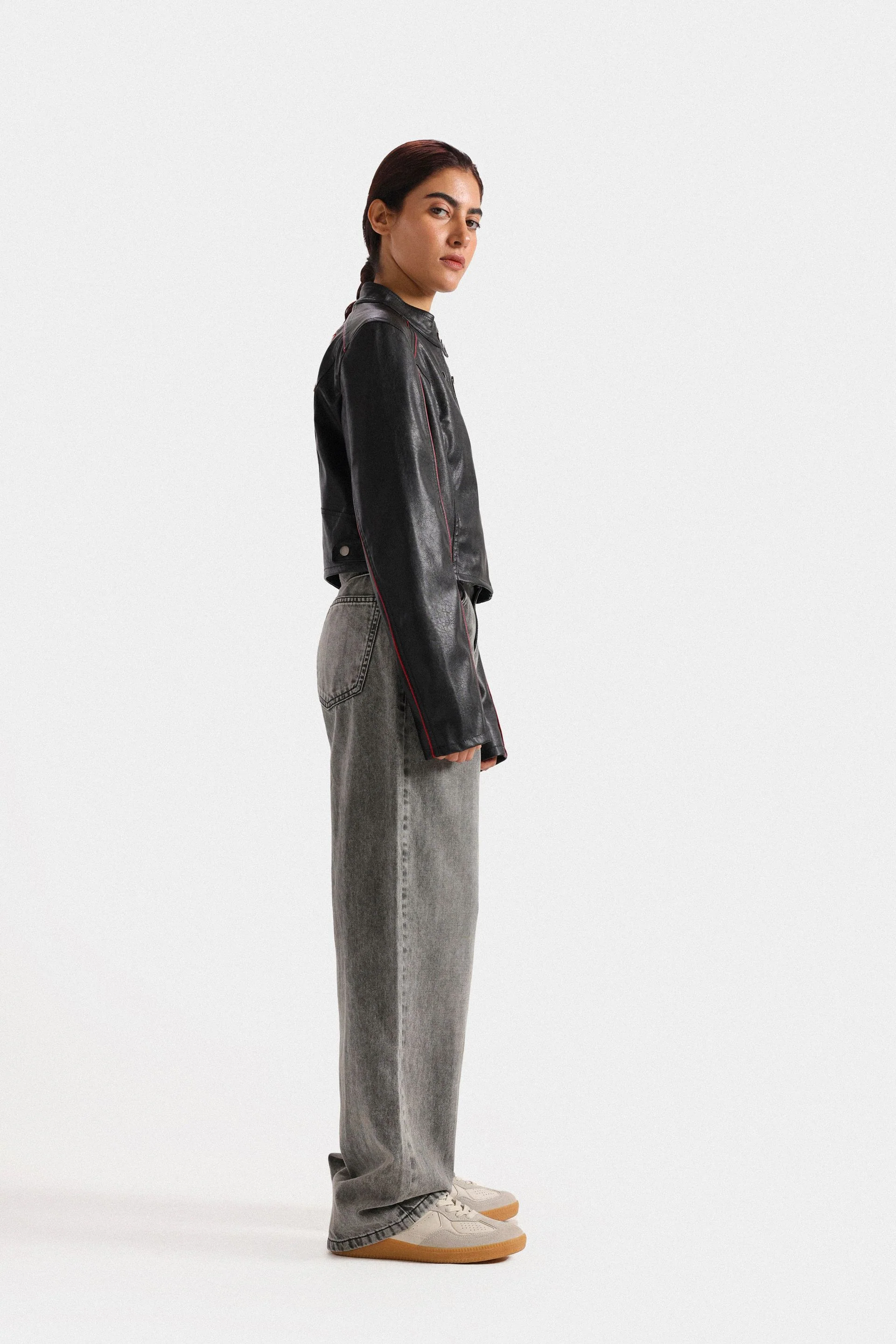 Biker Jacket With Pinstripe Detail - Image 3