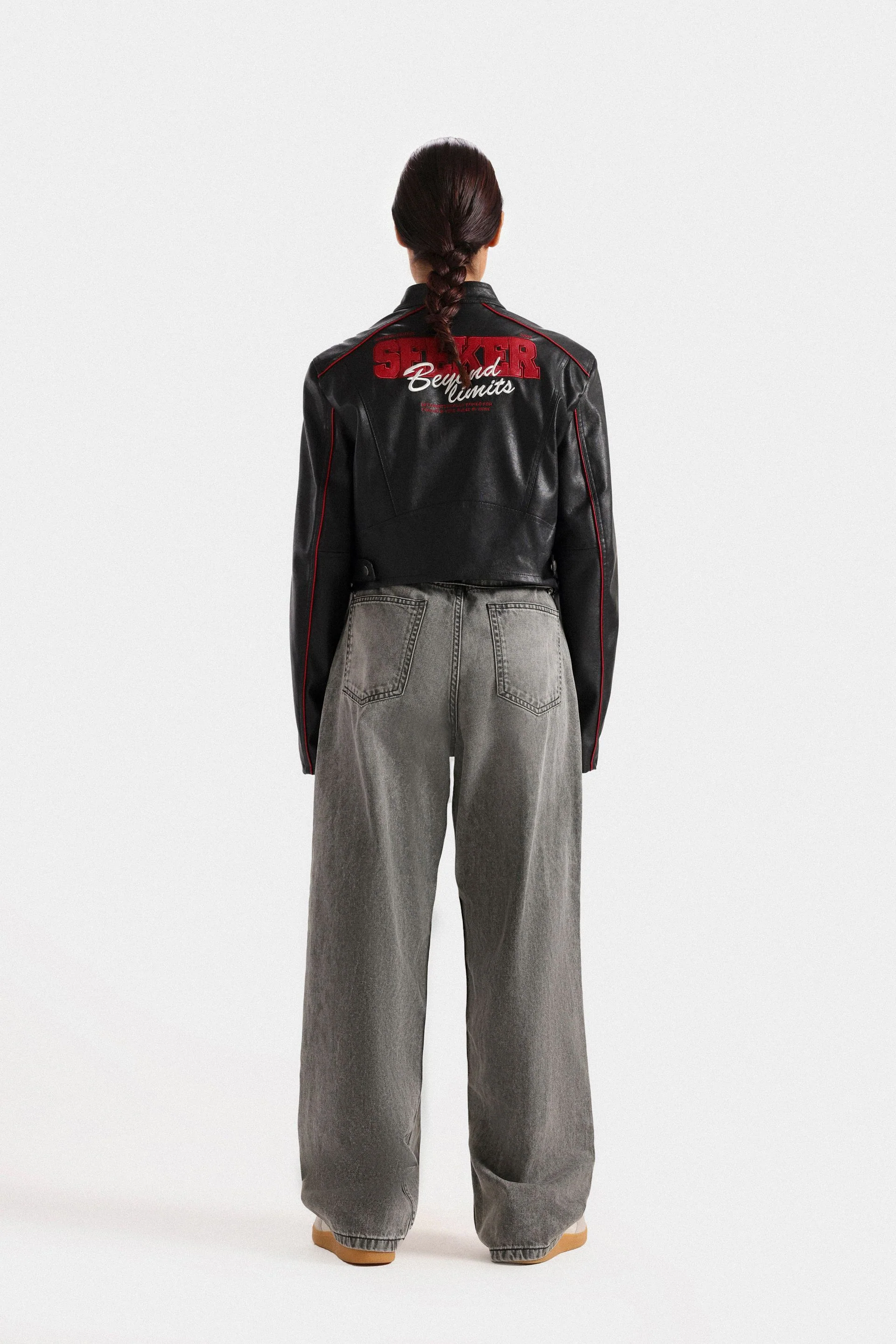 Biker Jacket With Pinstripe Detail - Image 4