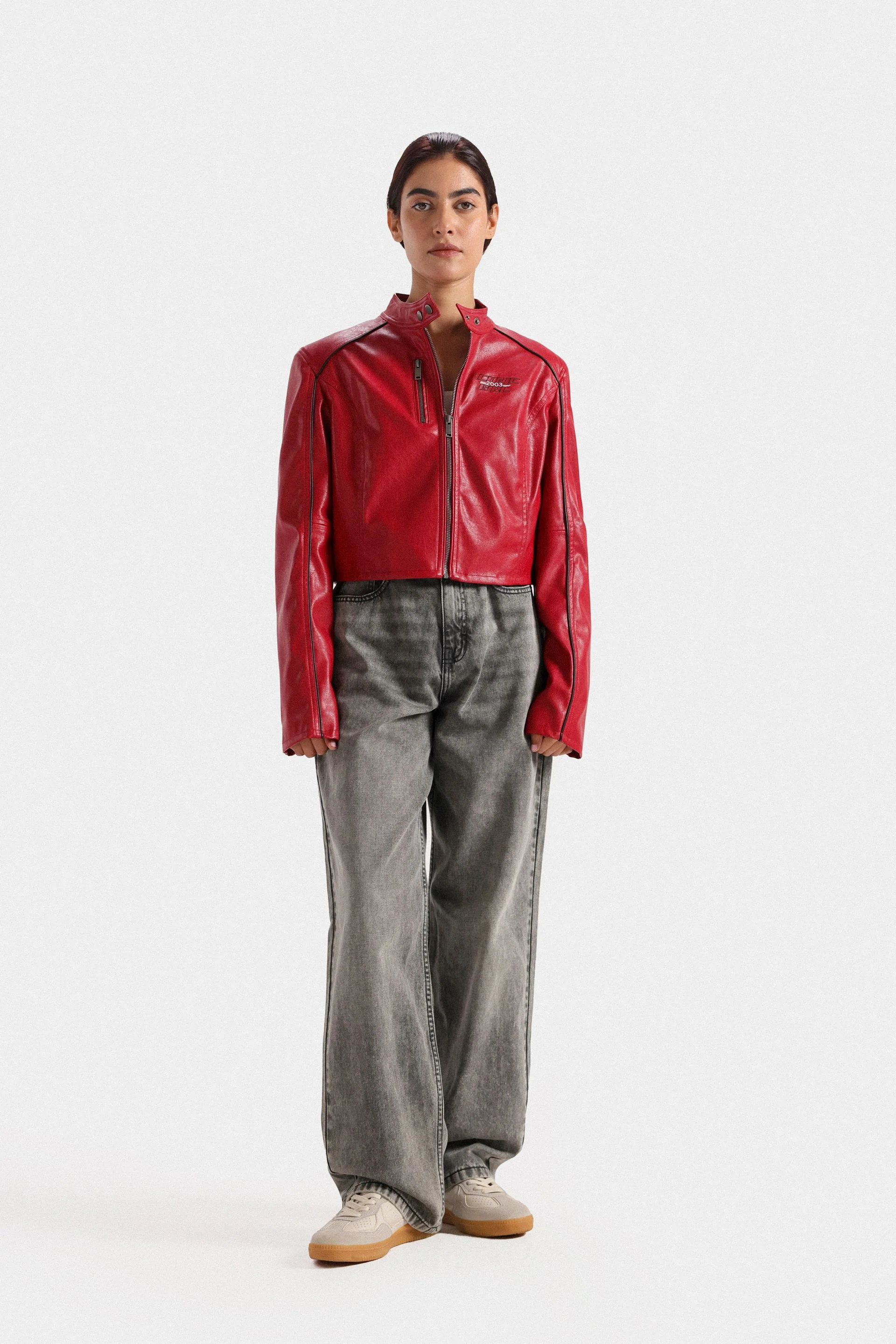 Biker Jacket With Pinstripe Detail - Image 8