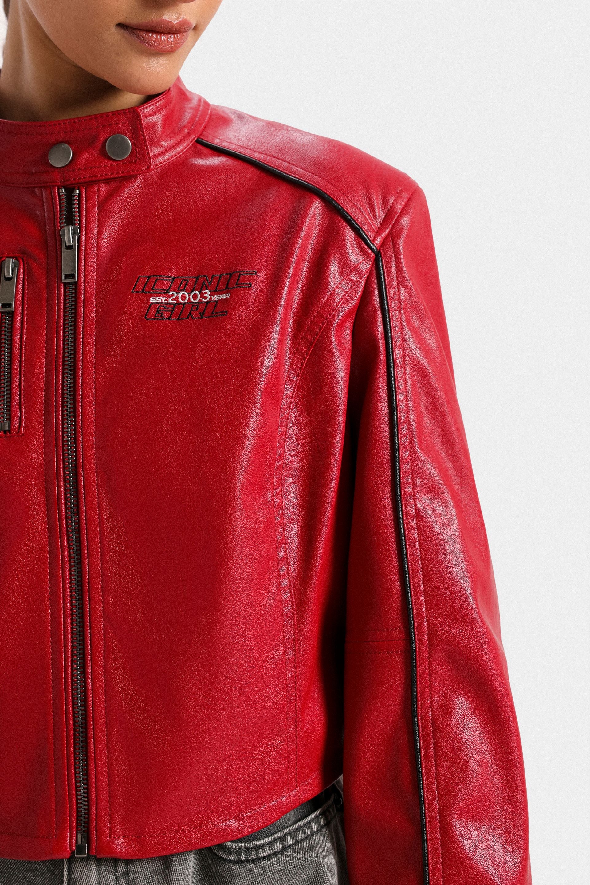 Biker Jacket With Pinstripe Detail - Image 9