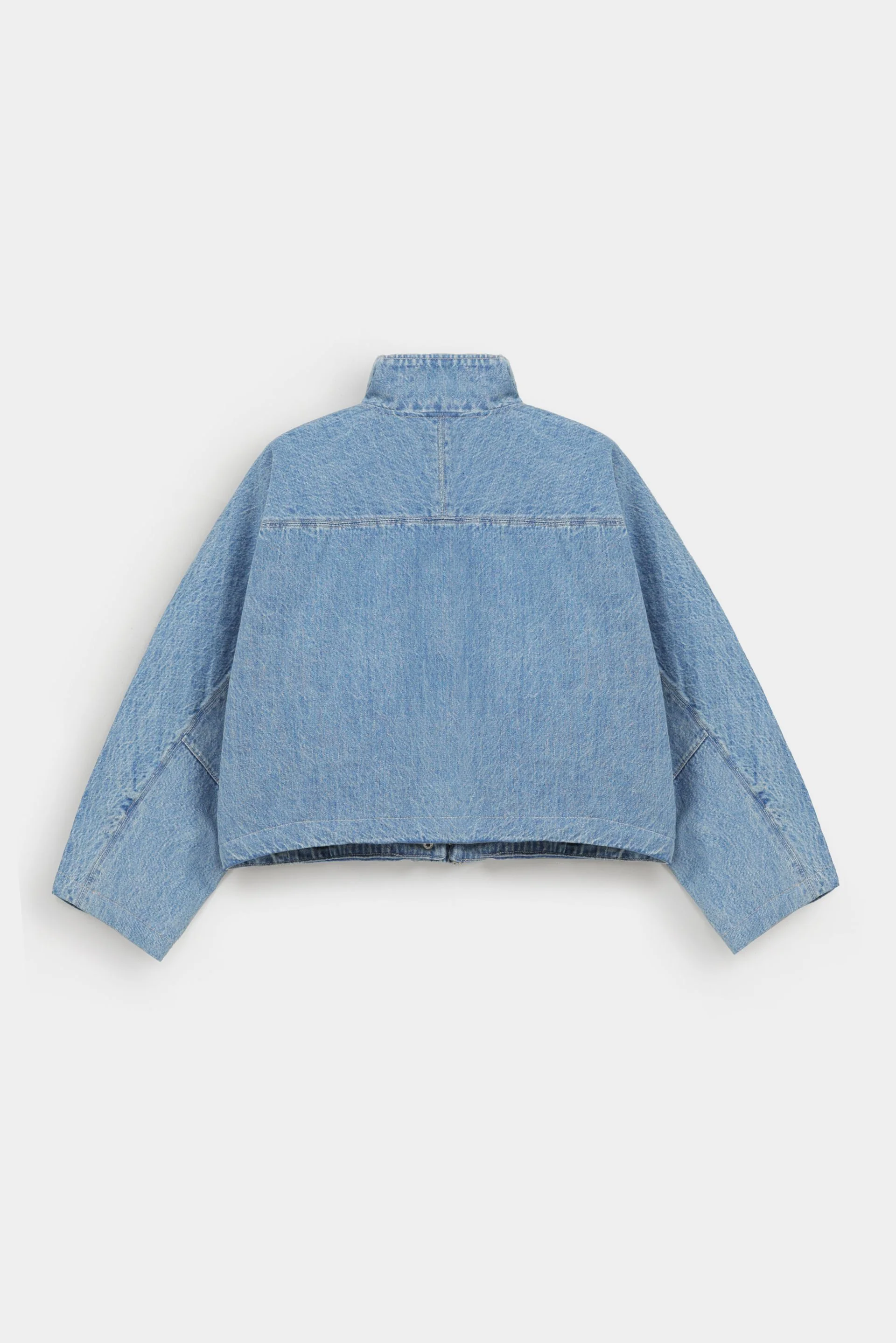 Cropped Batwing Denim Jacket - Image 7
