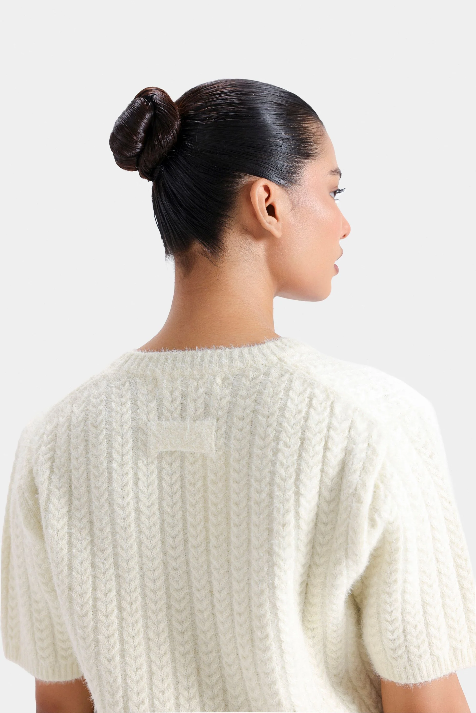 Cropped Cable Knitted Sweater - Image 16