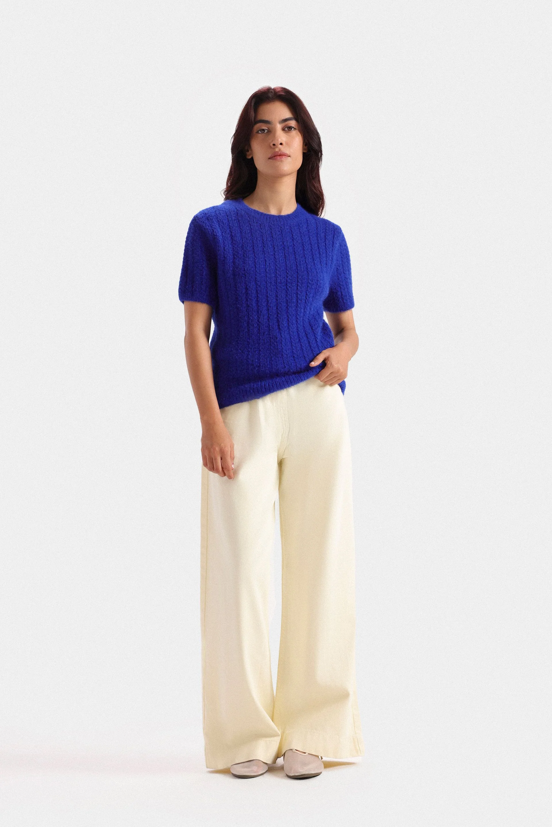 Cropped Cable Knitted Sweater - Image 8