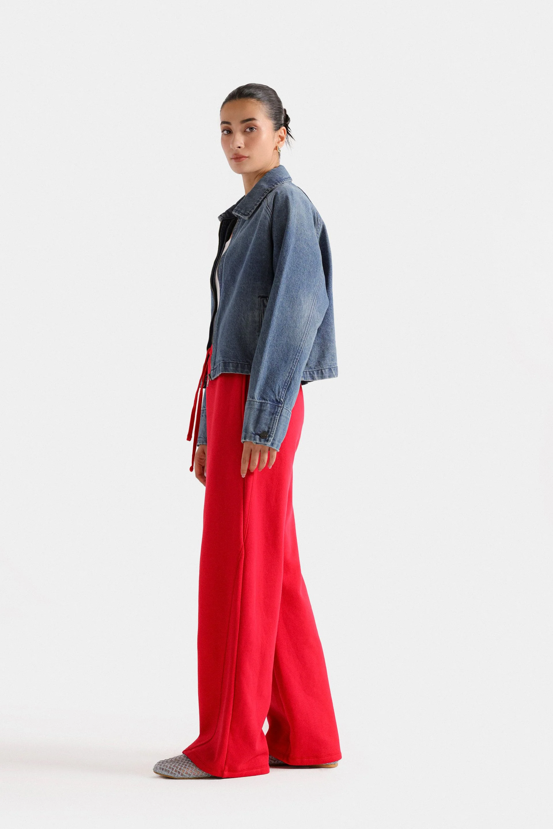 Cropped Denim zipper Jacket - Image 3