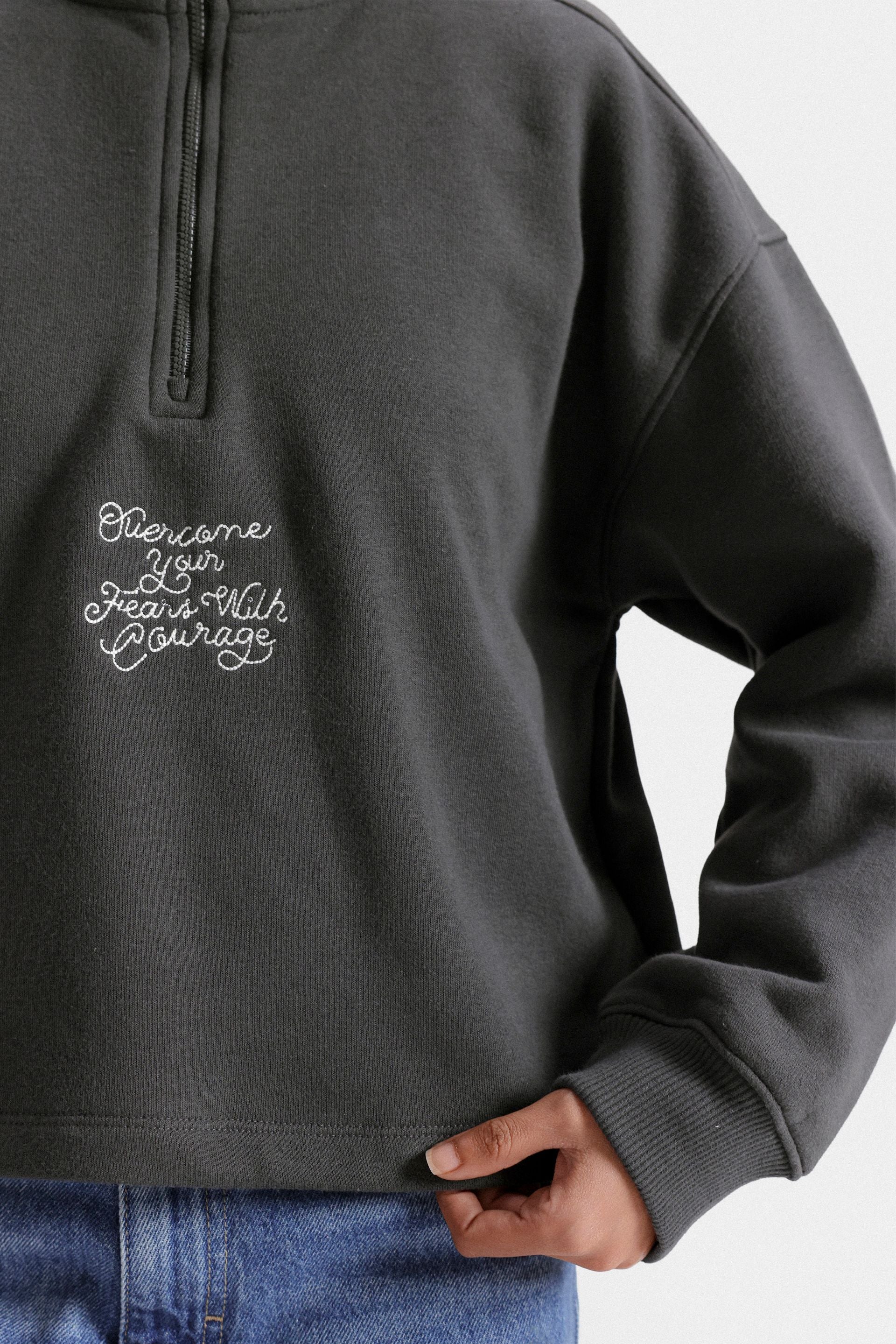 Cropped Quarter Zip-Up Sweatshirt - Image 2