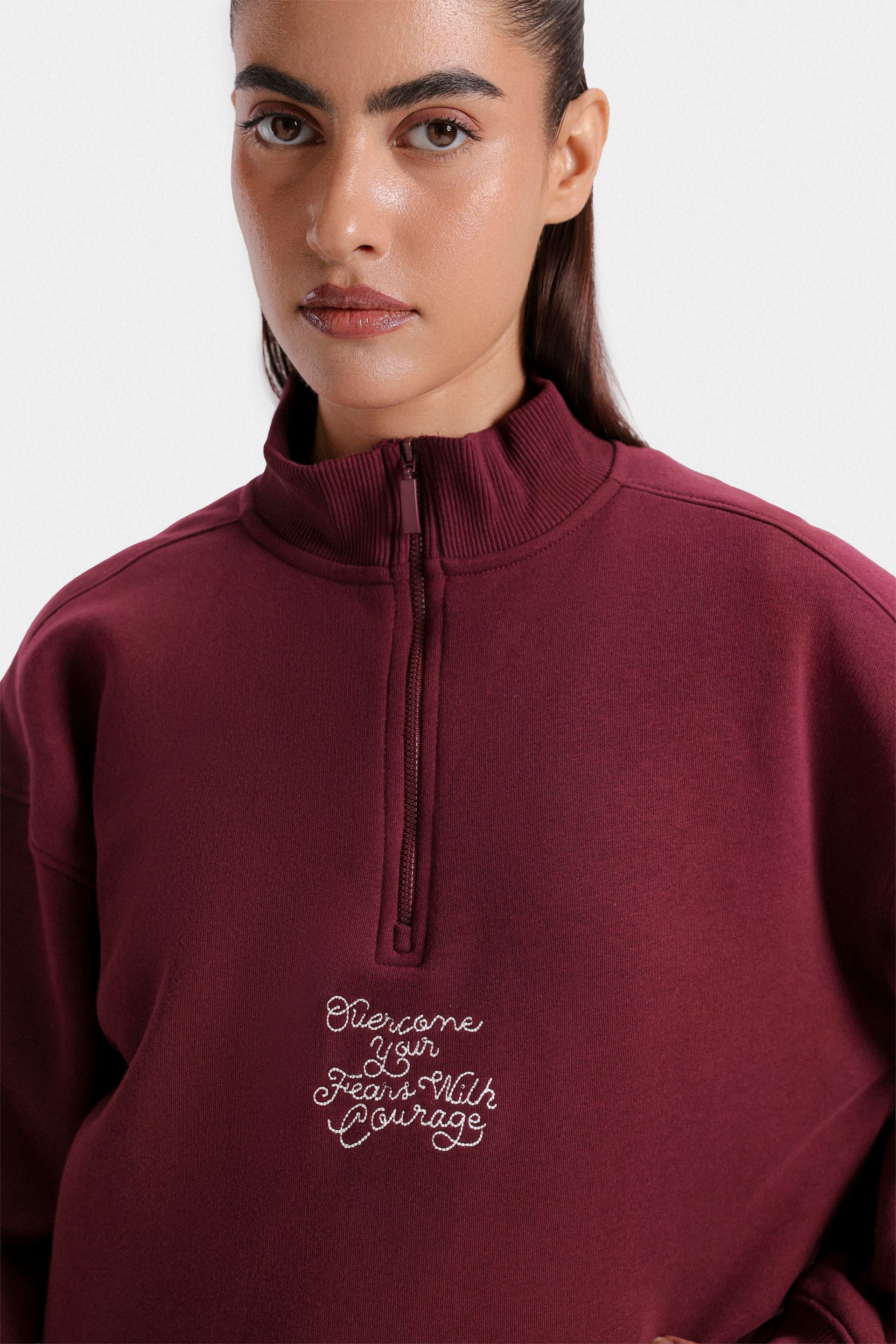 Cropped Quarter Zip-Up Sweatshirt - Image 9