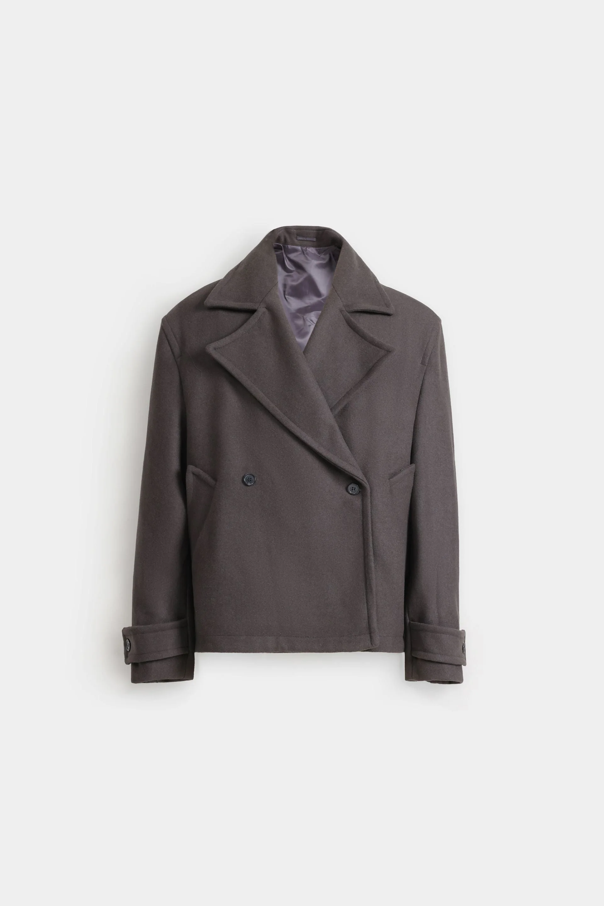 Cropped Wool Blend Coat