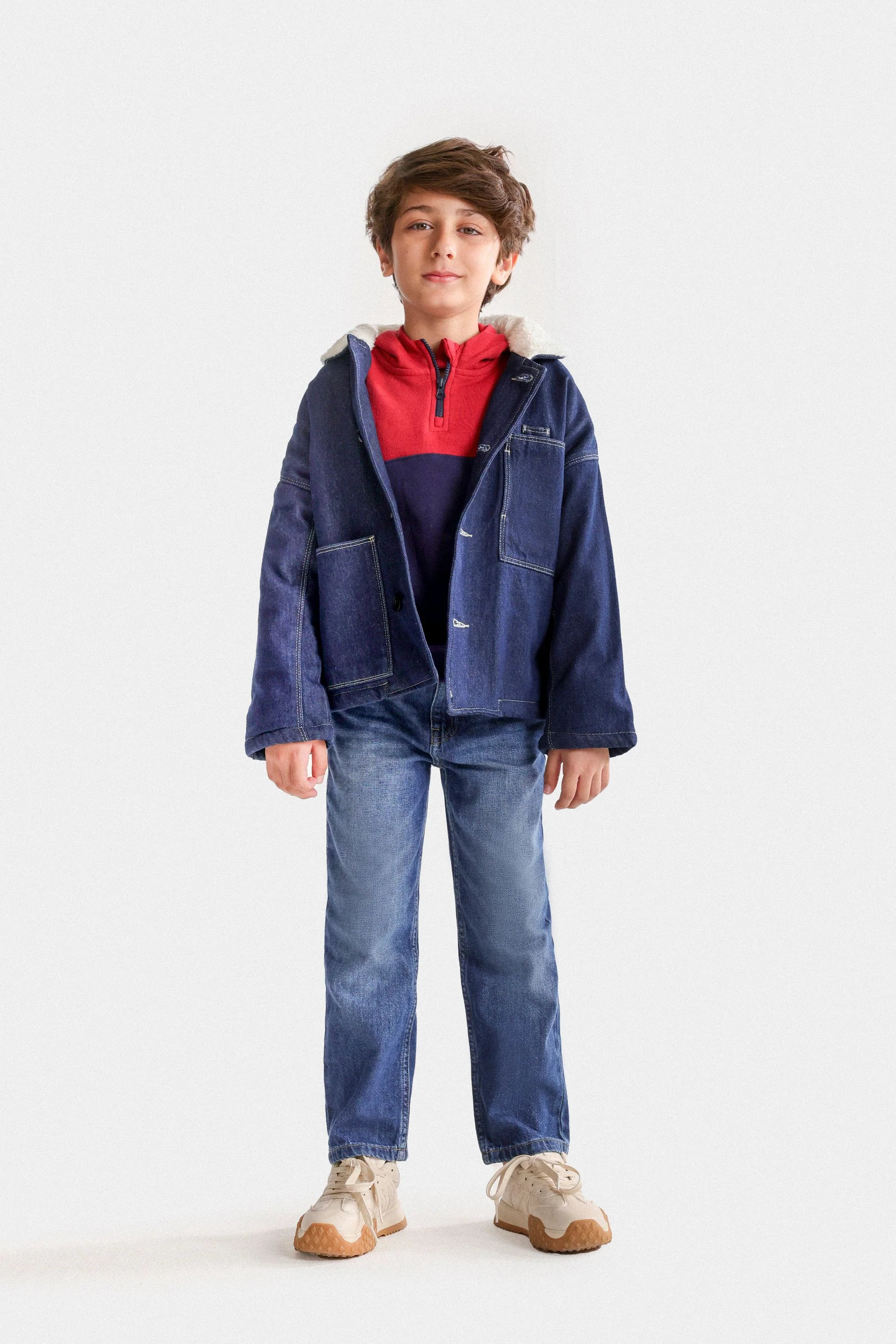 Denim Jacket With Sherpa Collar - Image 4