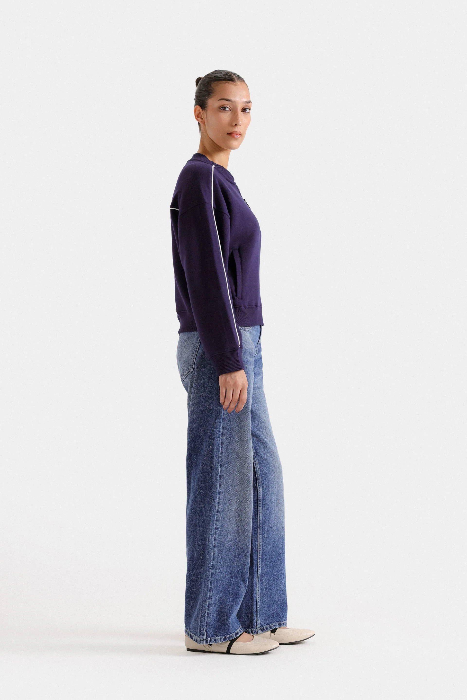 Embroidered Quarter Zip-Up Sweatshirt - Image 3