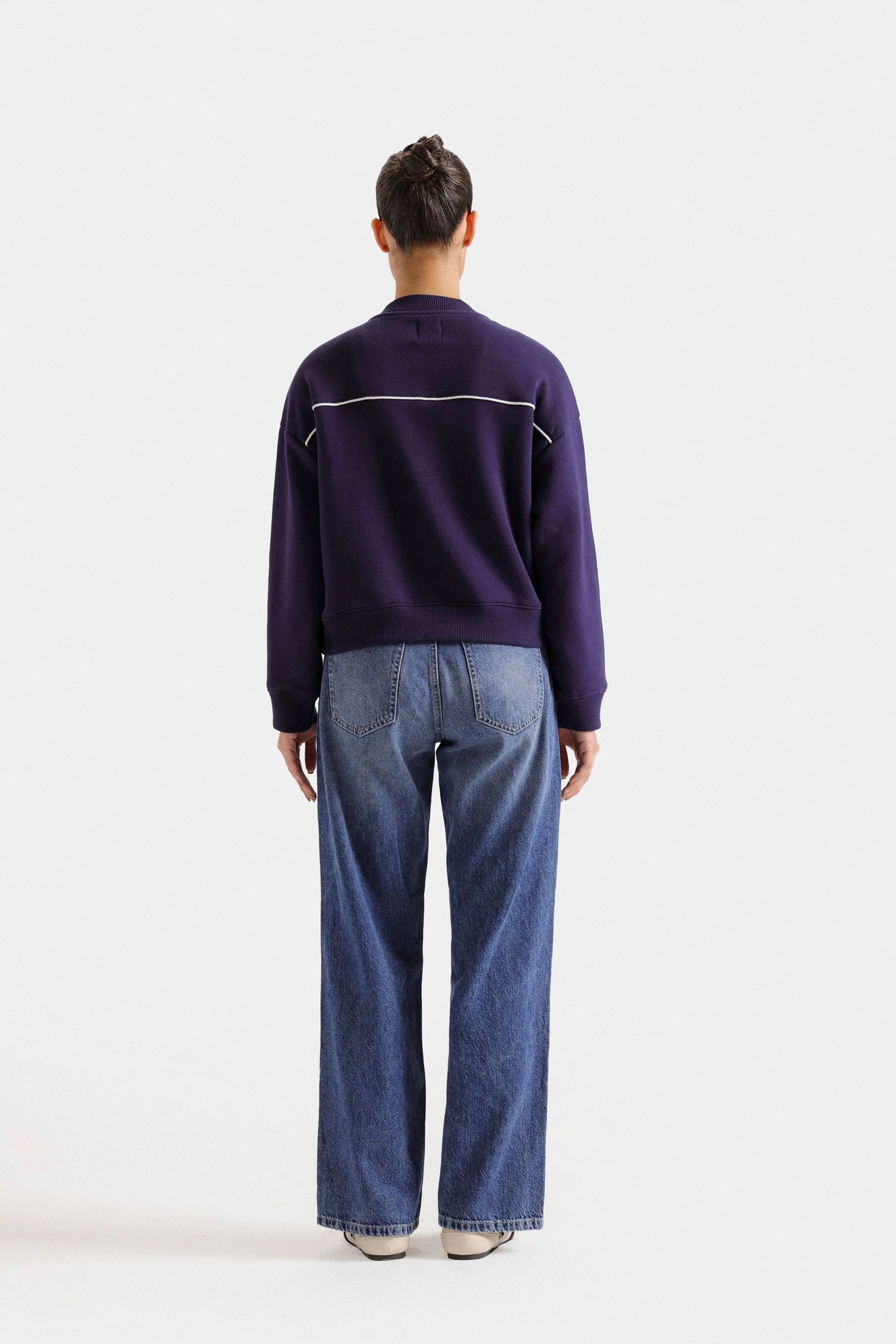 Embroidered Quarter Zip-Up Sweatshirt - Image 4