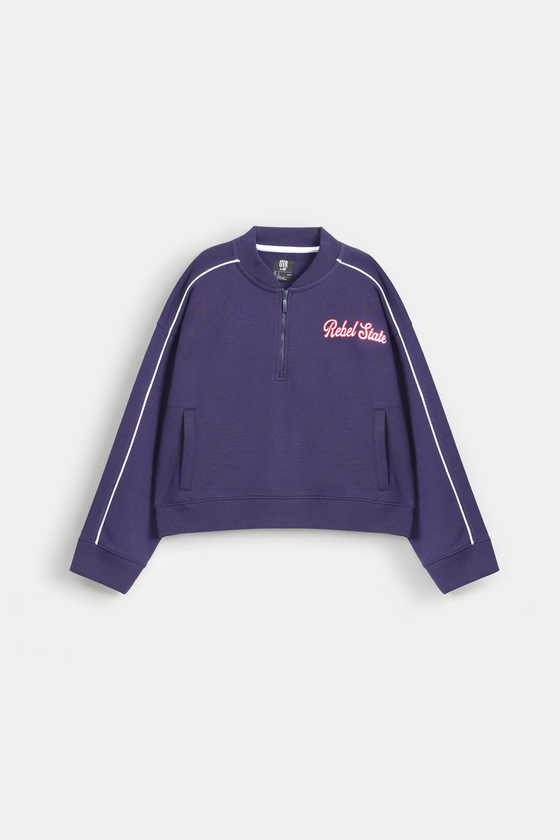 Embroidered Quarter Zip-Up Sweatshirt - Image 5