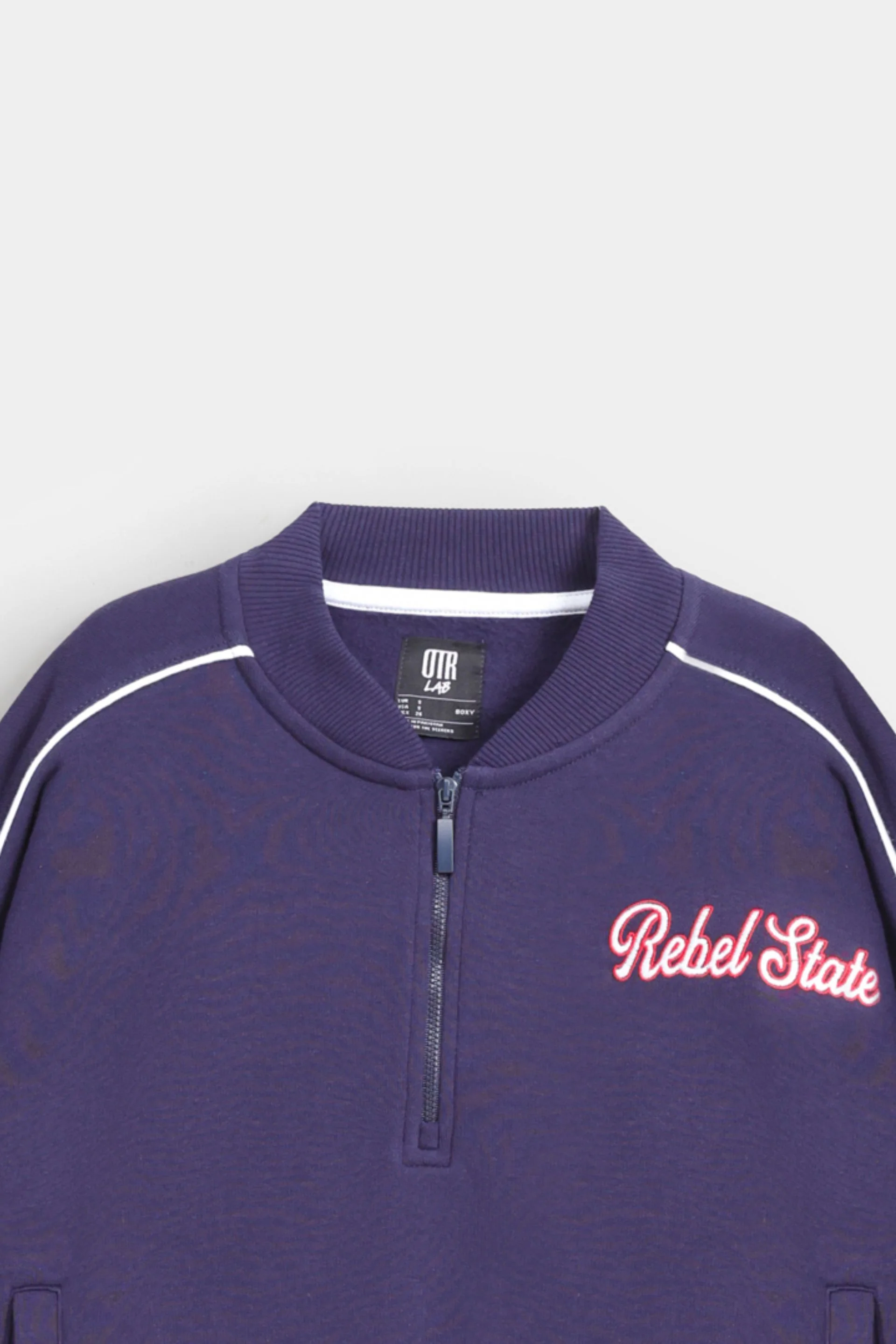 Embroidered Quarter Zip-Up Sweatshirt - Image 6