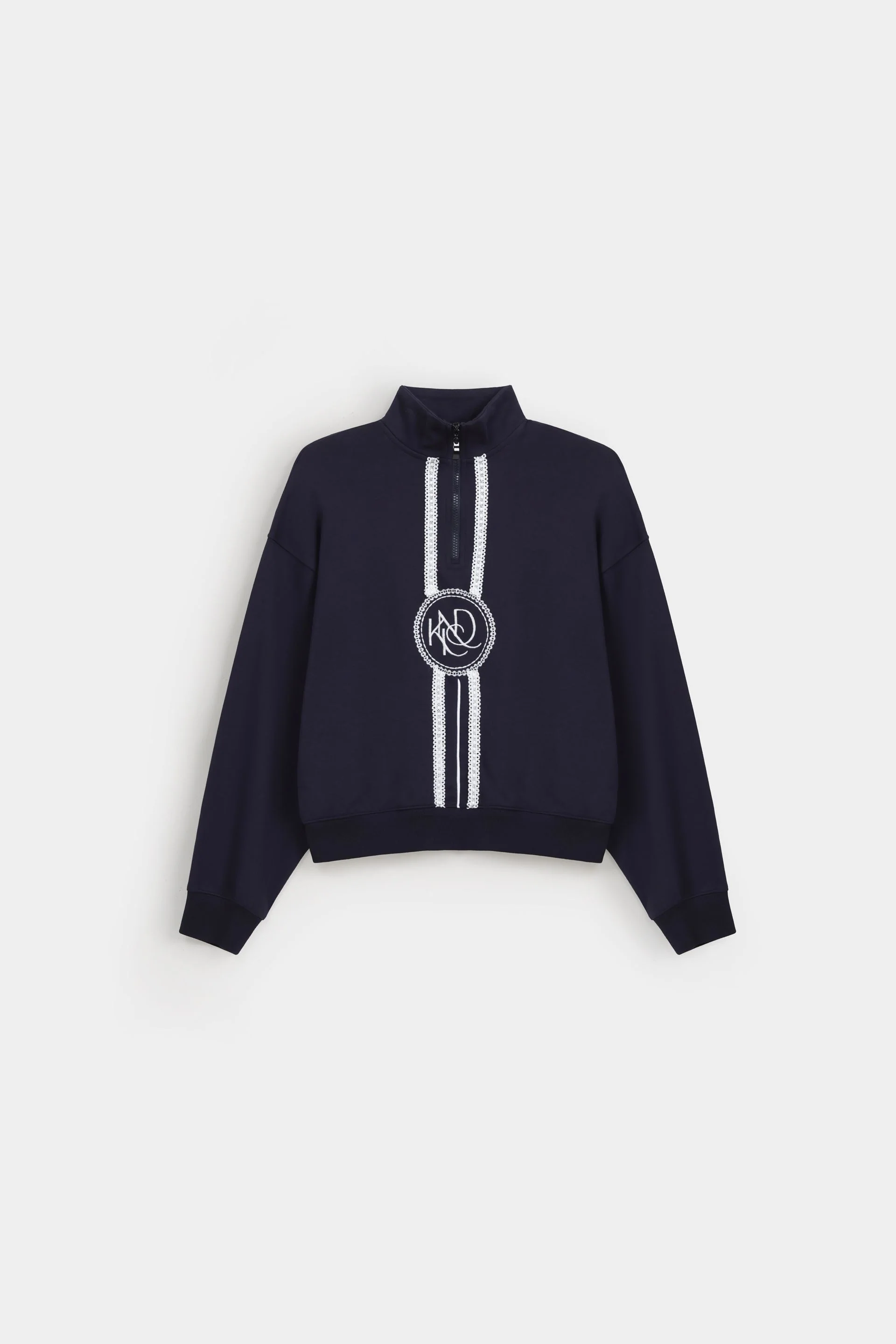 Embroidered Quarter Zip-Up Sweatshirt - Image 5