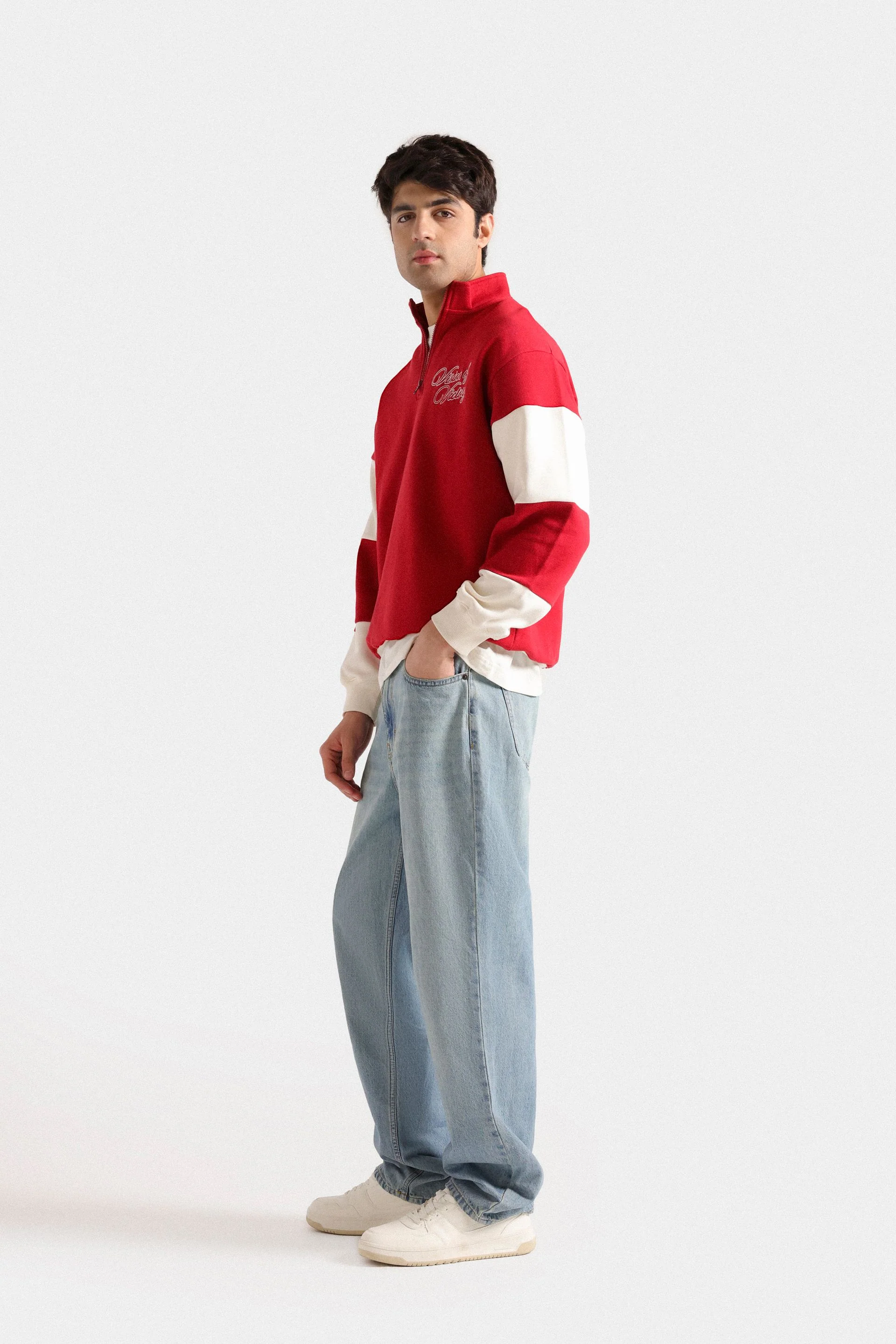 Embroidered Quarter Zip-Up Sweatshirt - Image 4