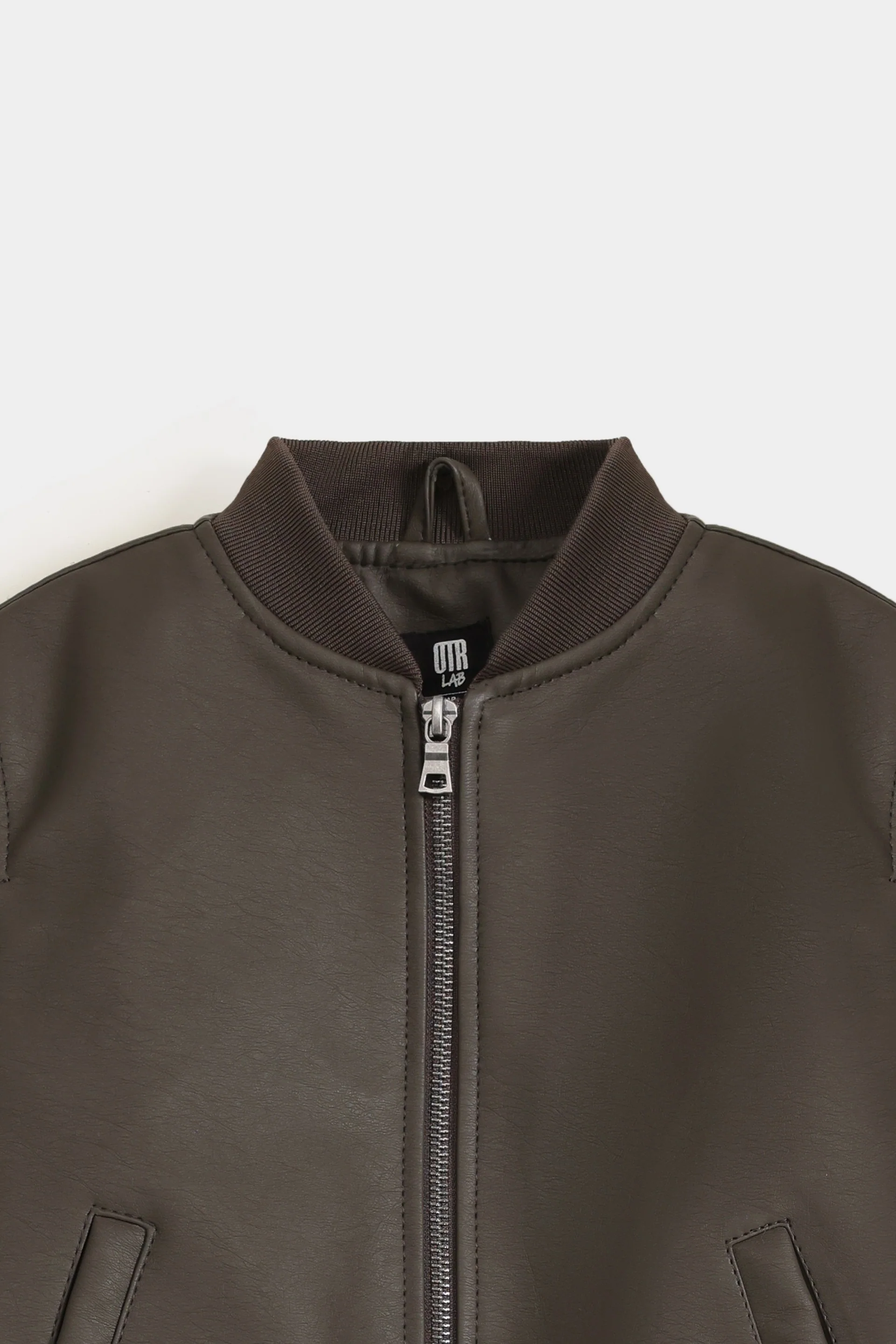 Faux Leather Bomber Jacket - Image 5