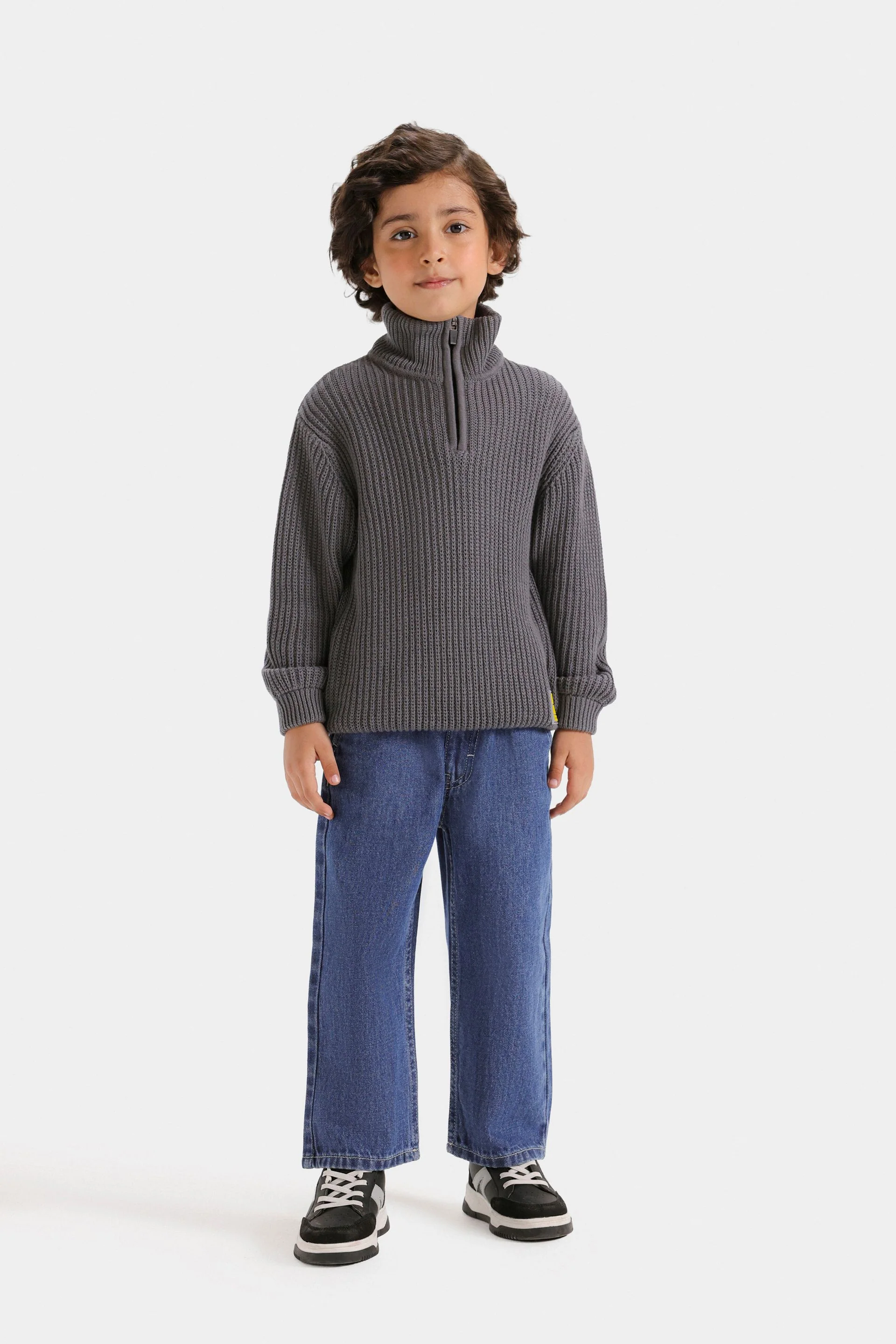 Quarter Zip-Up Sweater With Label Patch - Image 4
