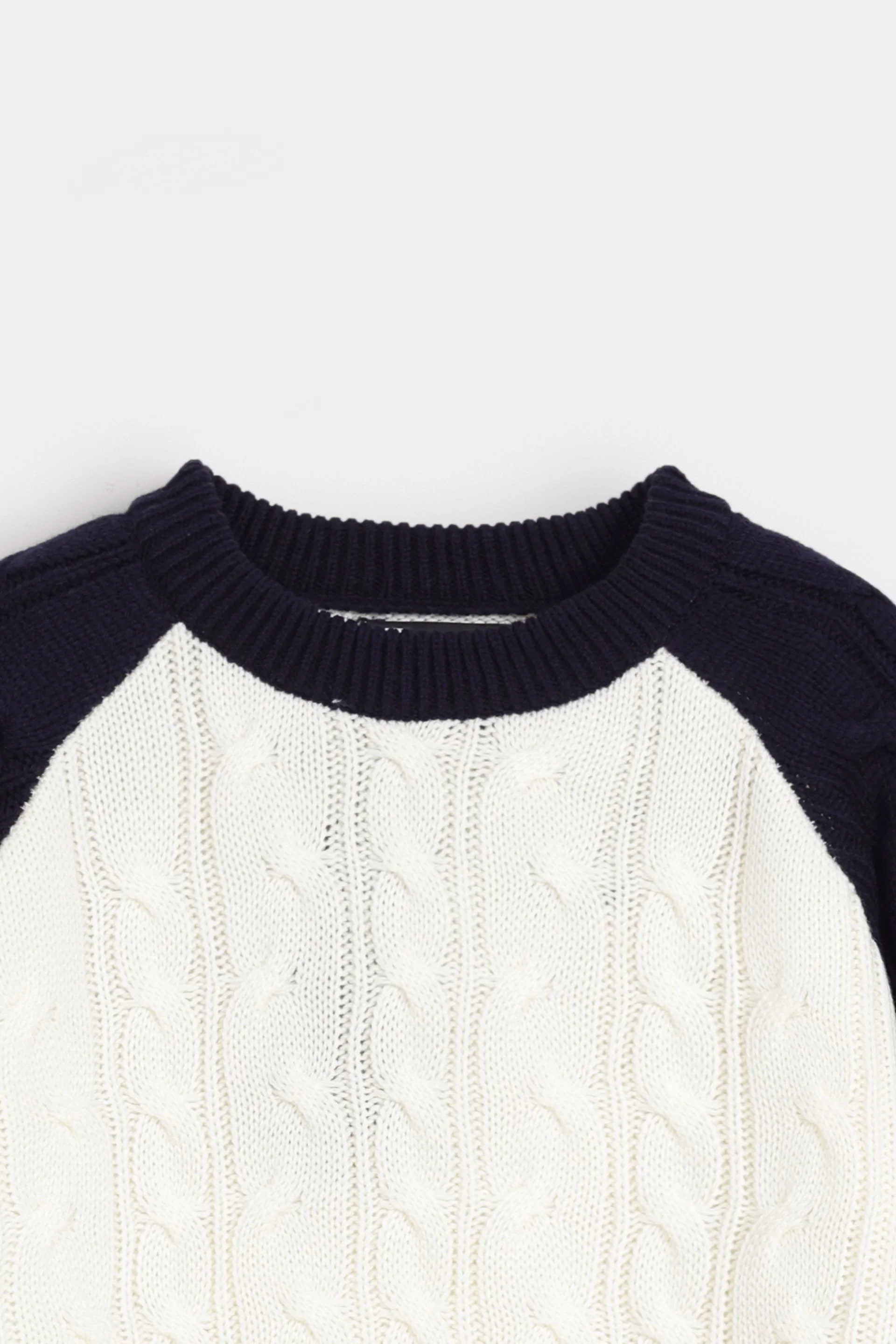 Color-Block Cable Knitted Sweater - Image 2