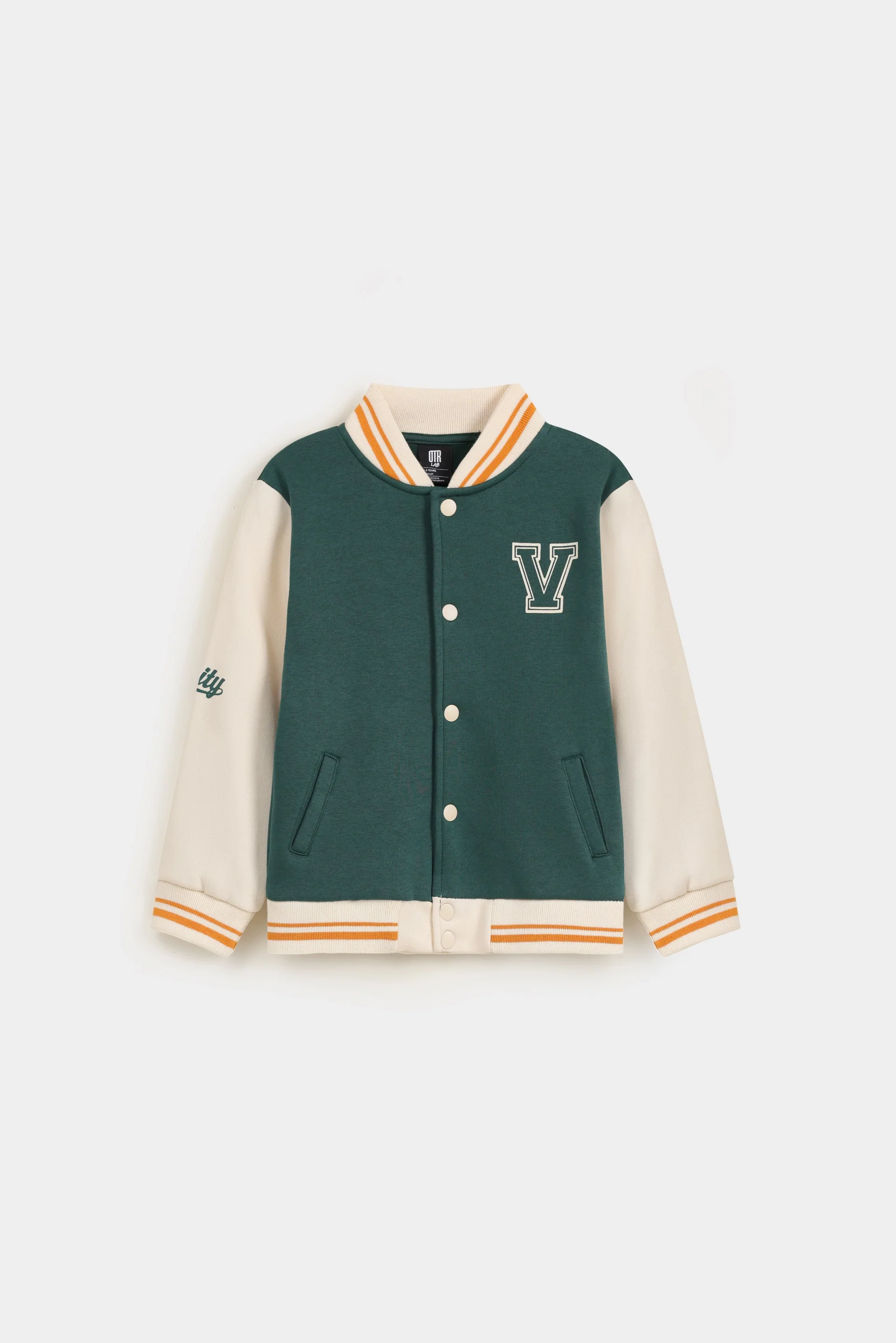 Contrast Sleeves Varsity Jacket - Image 4