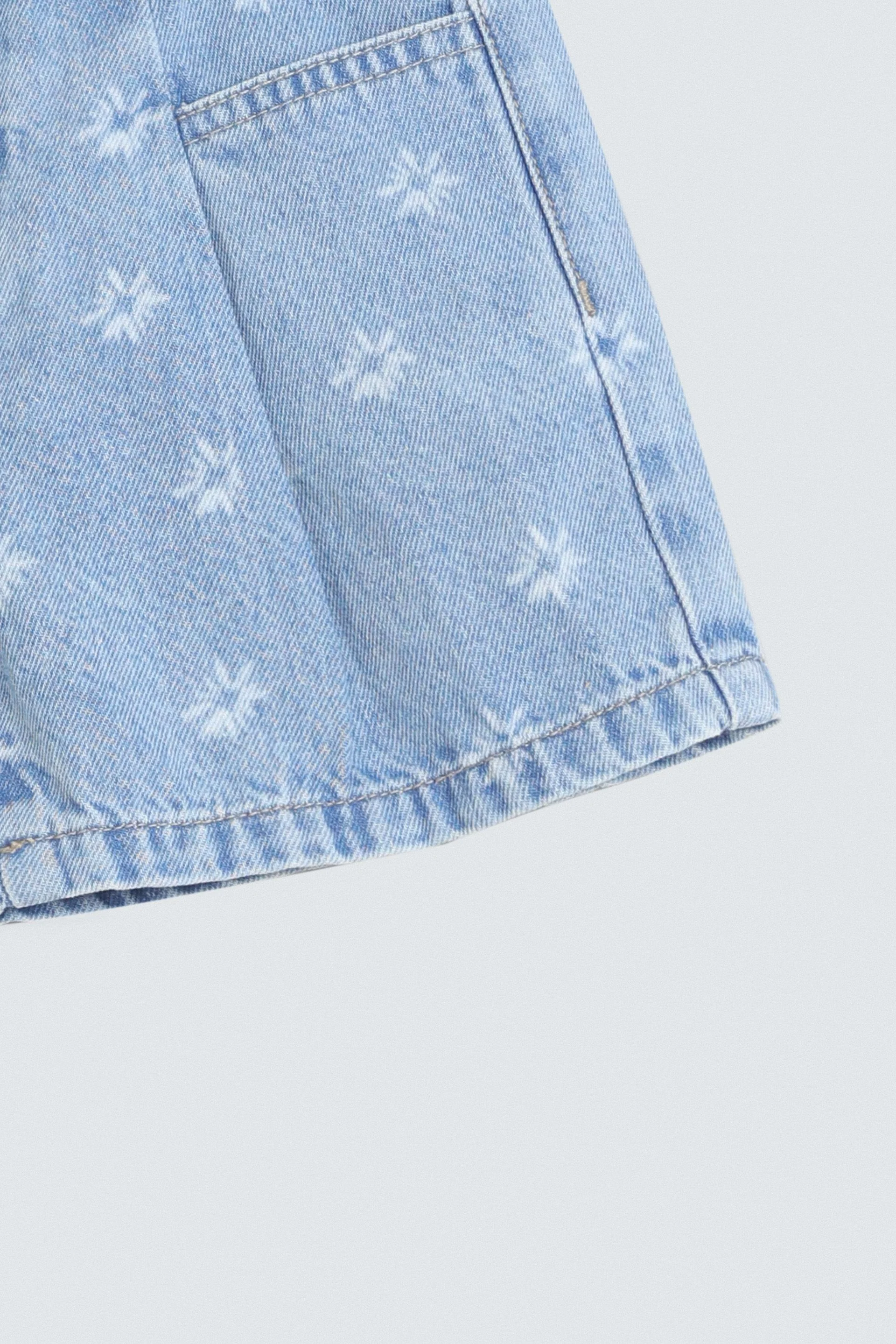 Denim Shorts With Laser Print - Image 3
