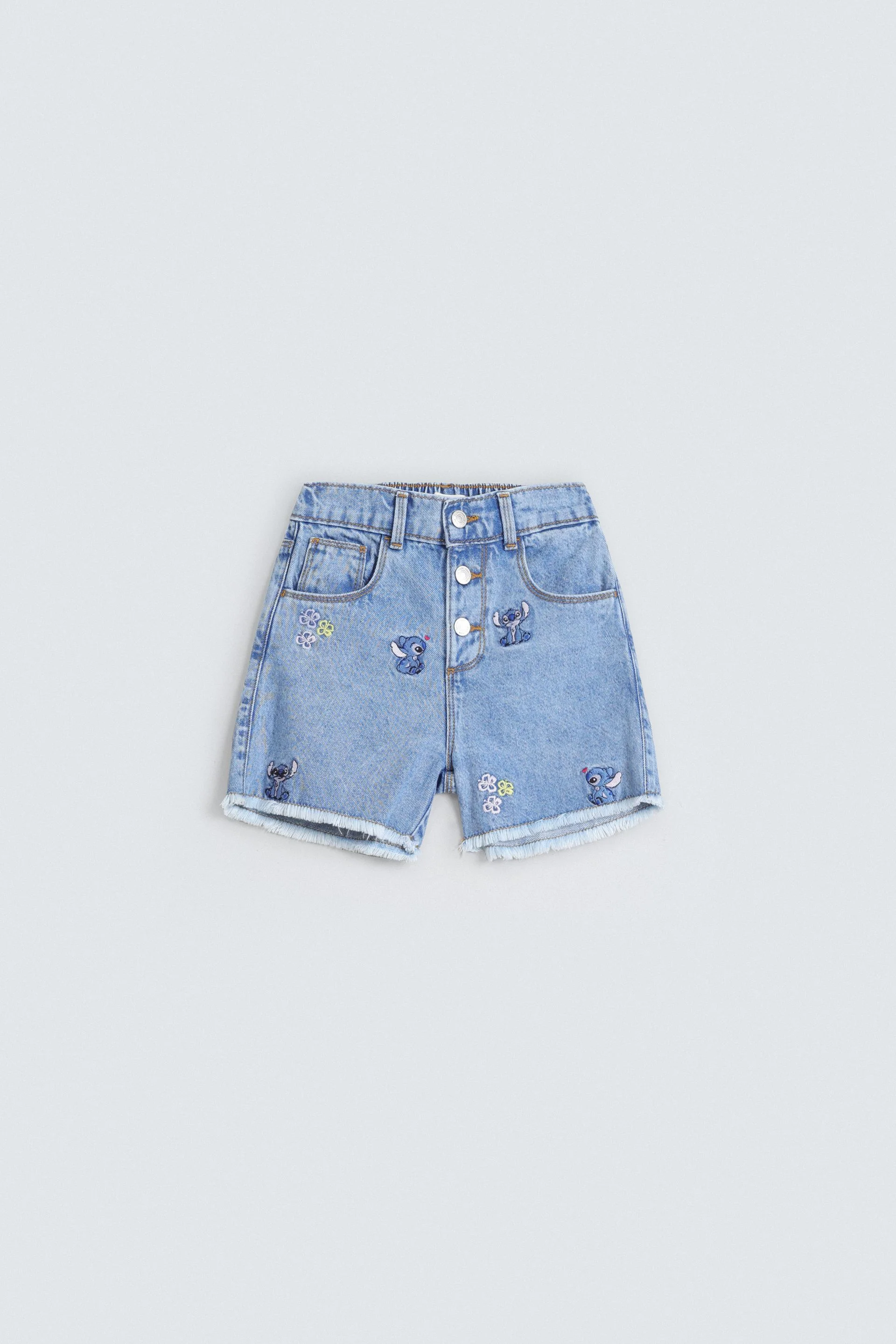 Embroidered Denim Shorts