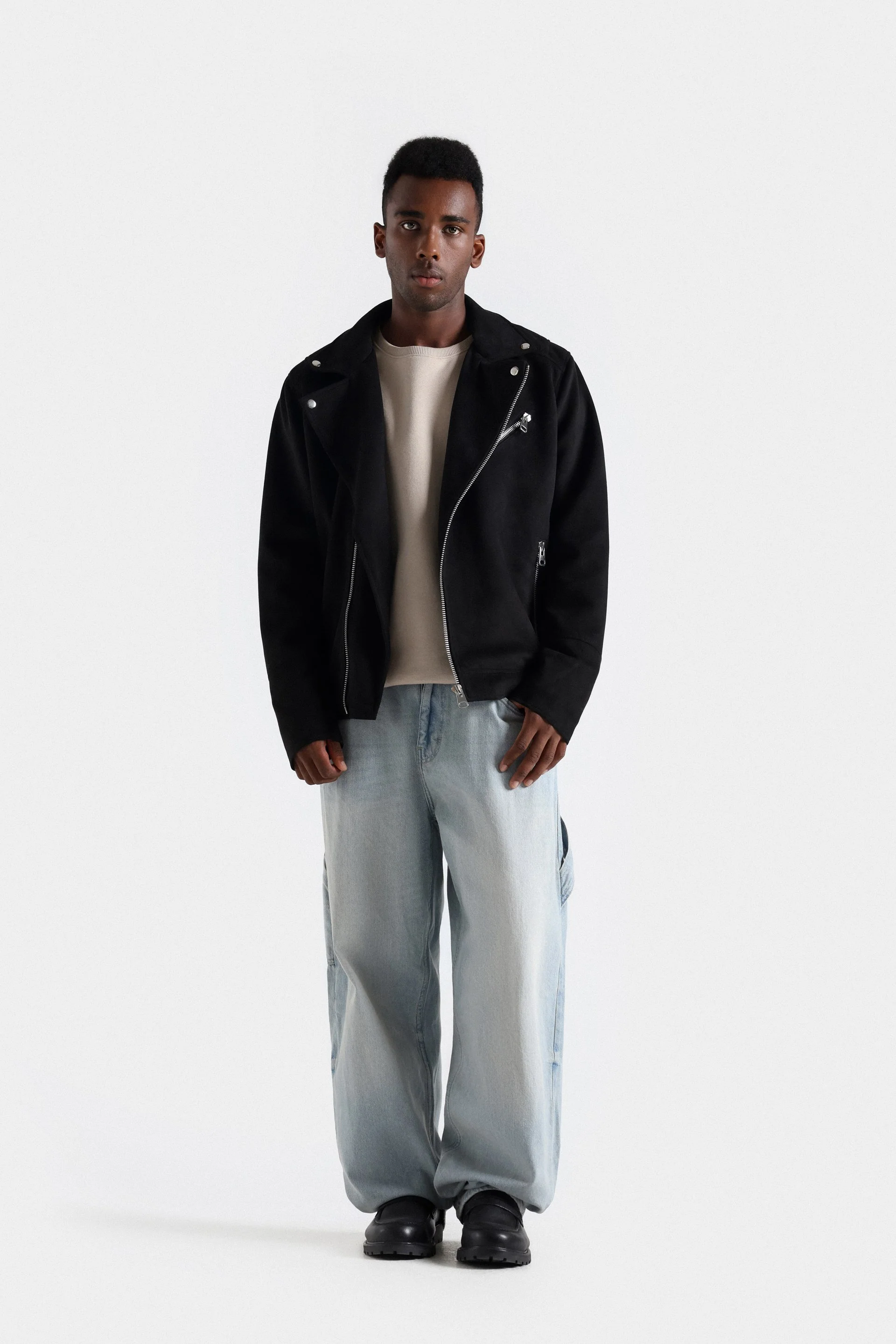 Basic Suede Biker Jacket