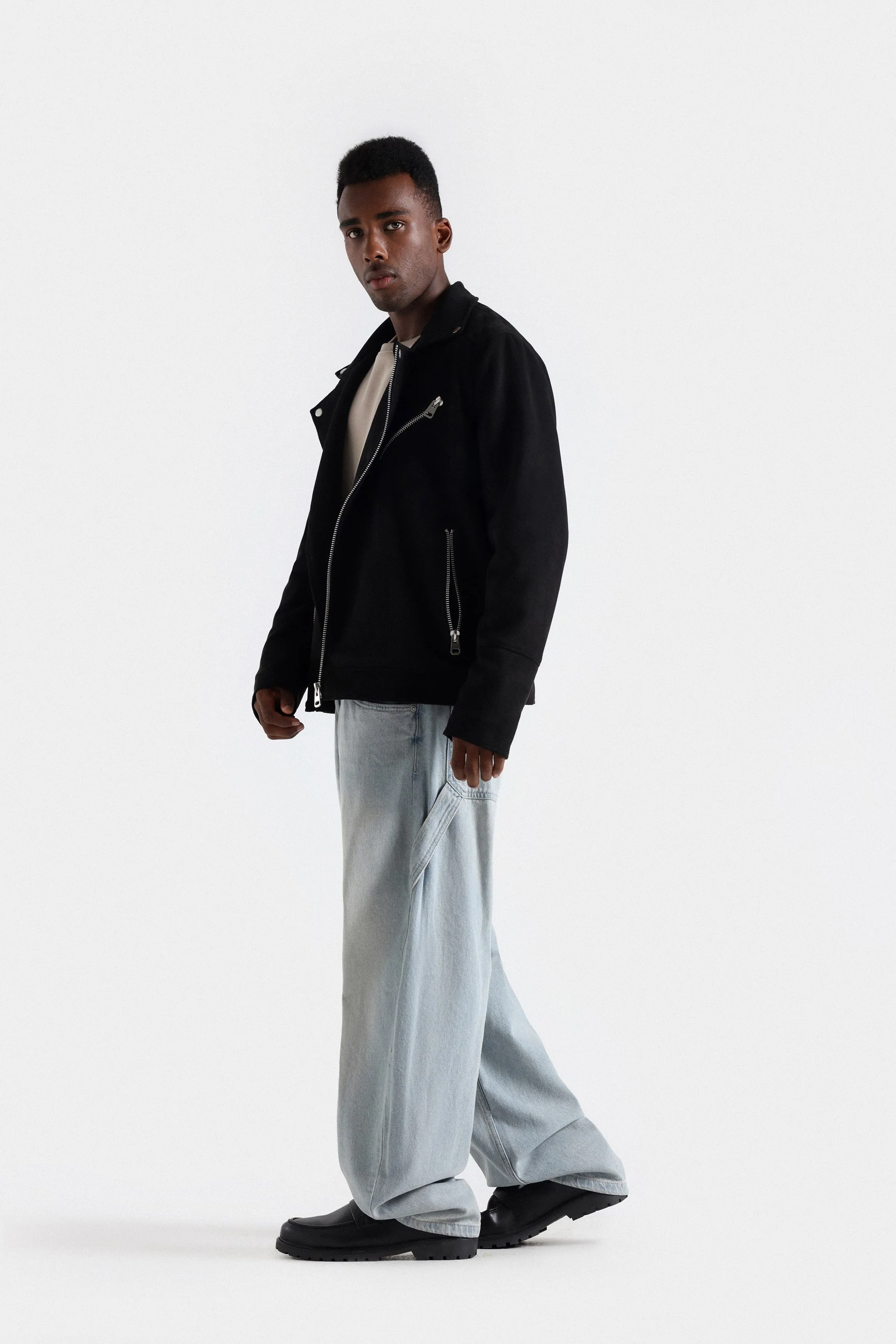 Basic Suede Biker Jacket - Image 3