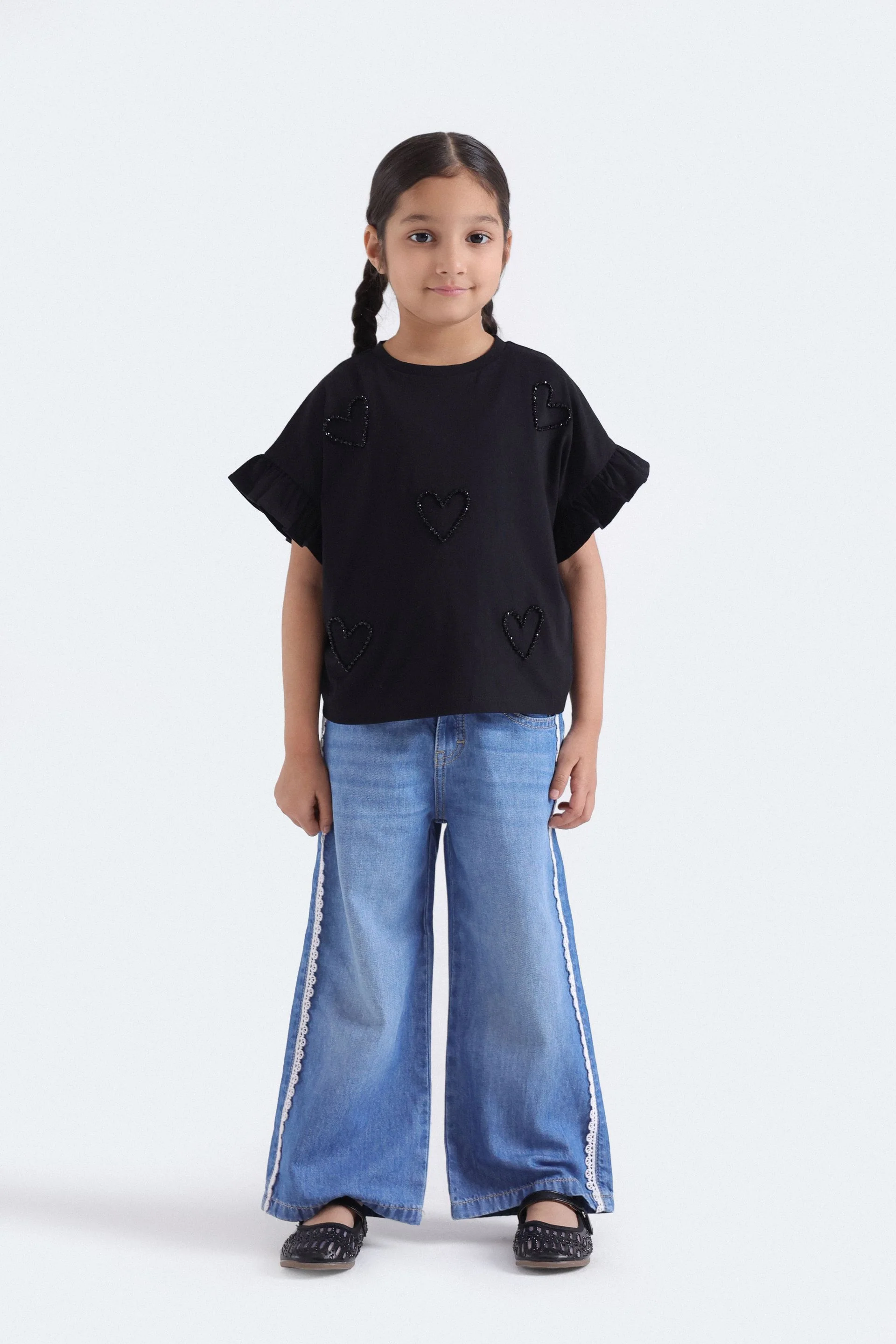 Wide Leg Jeans With Lace Detail - Image 5