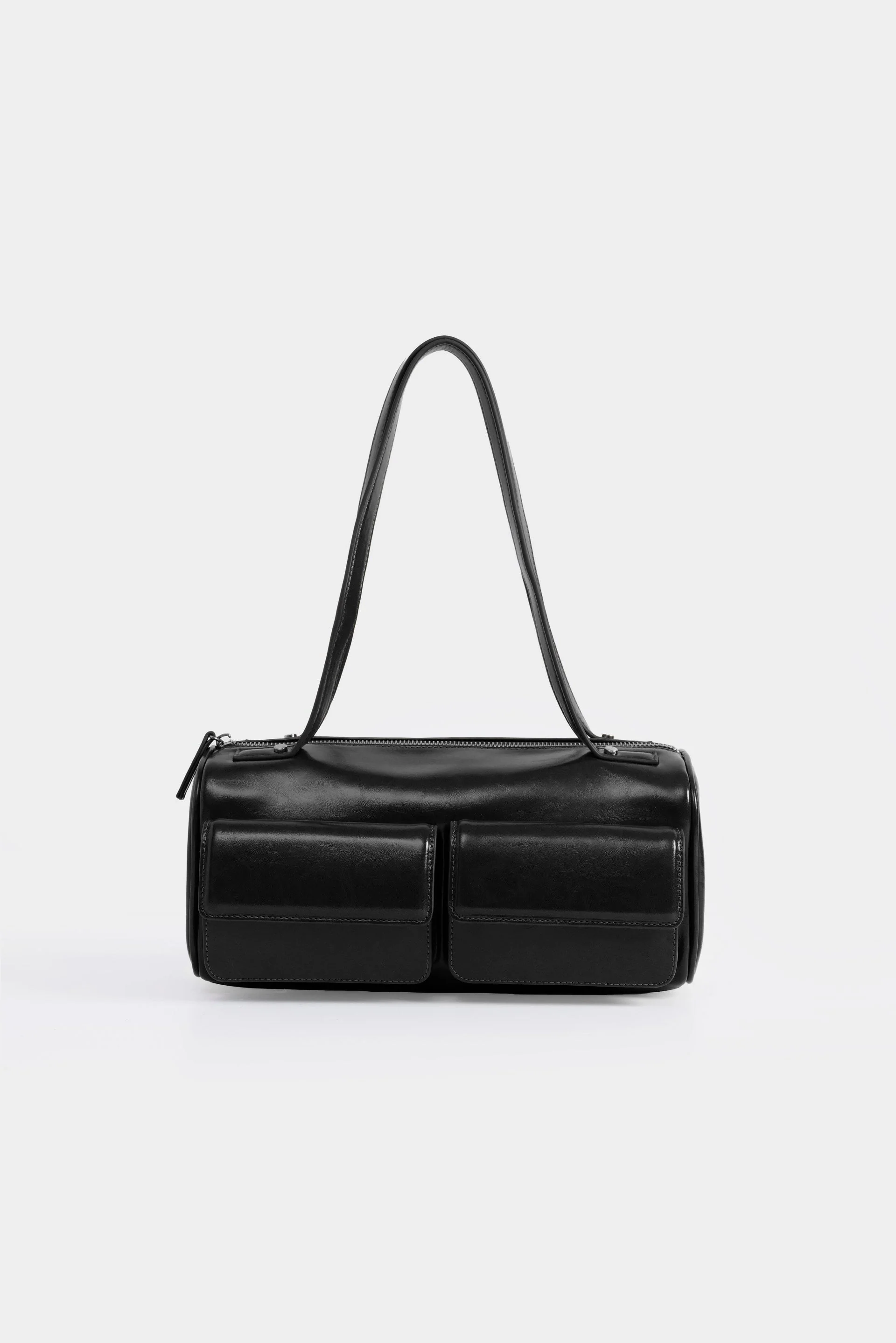 Faux Leather Barrel Bag