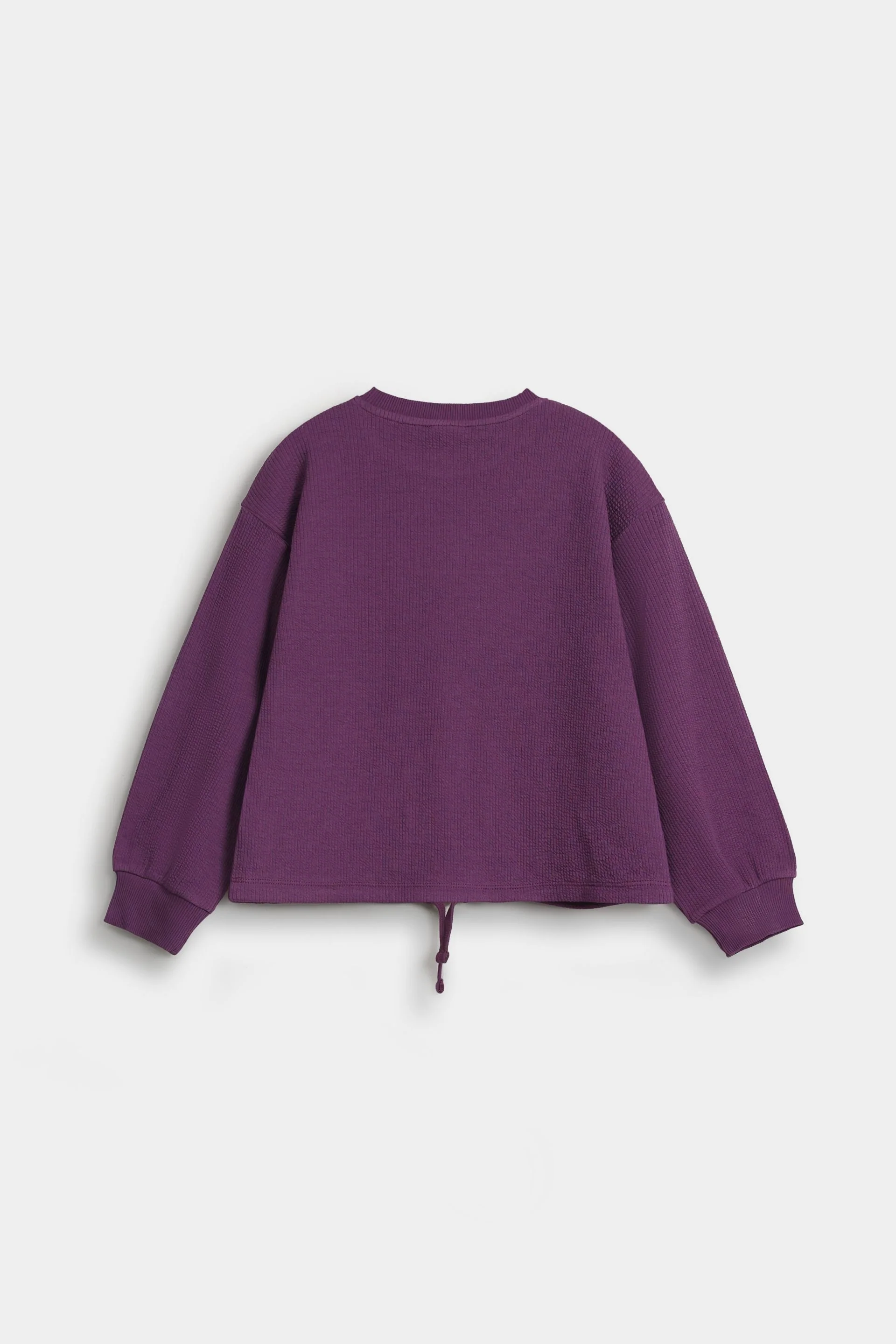 Cropped Sweatshirt With Elasticated Hem - Image 3