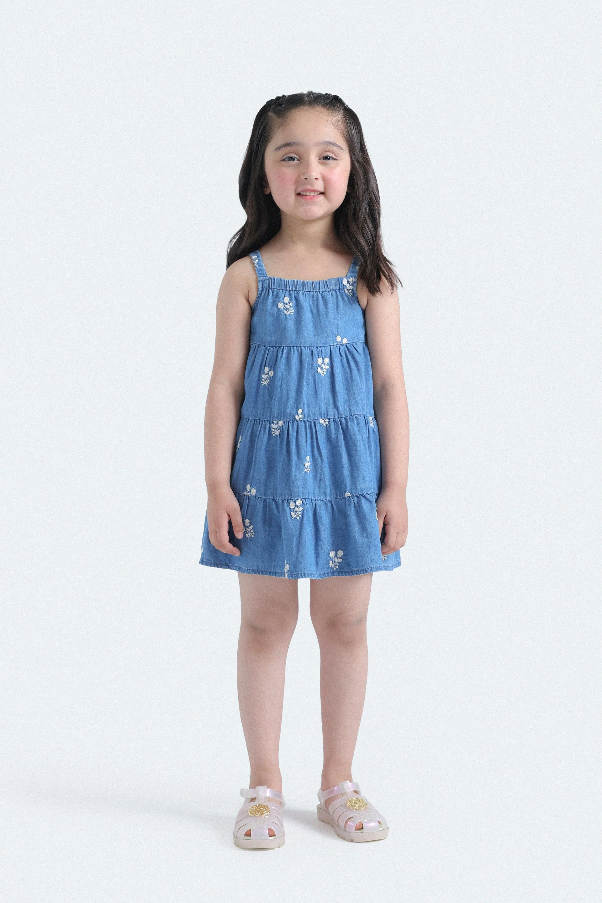 Embroidered Denim Dress - Image 4