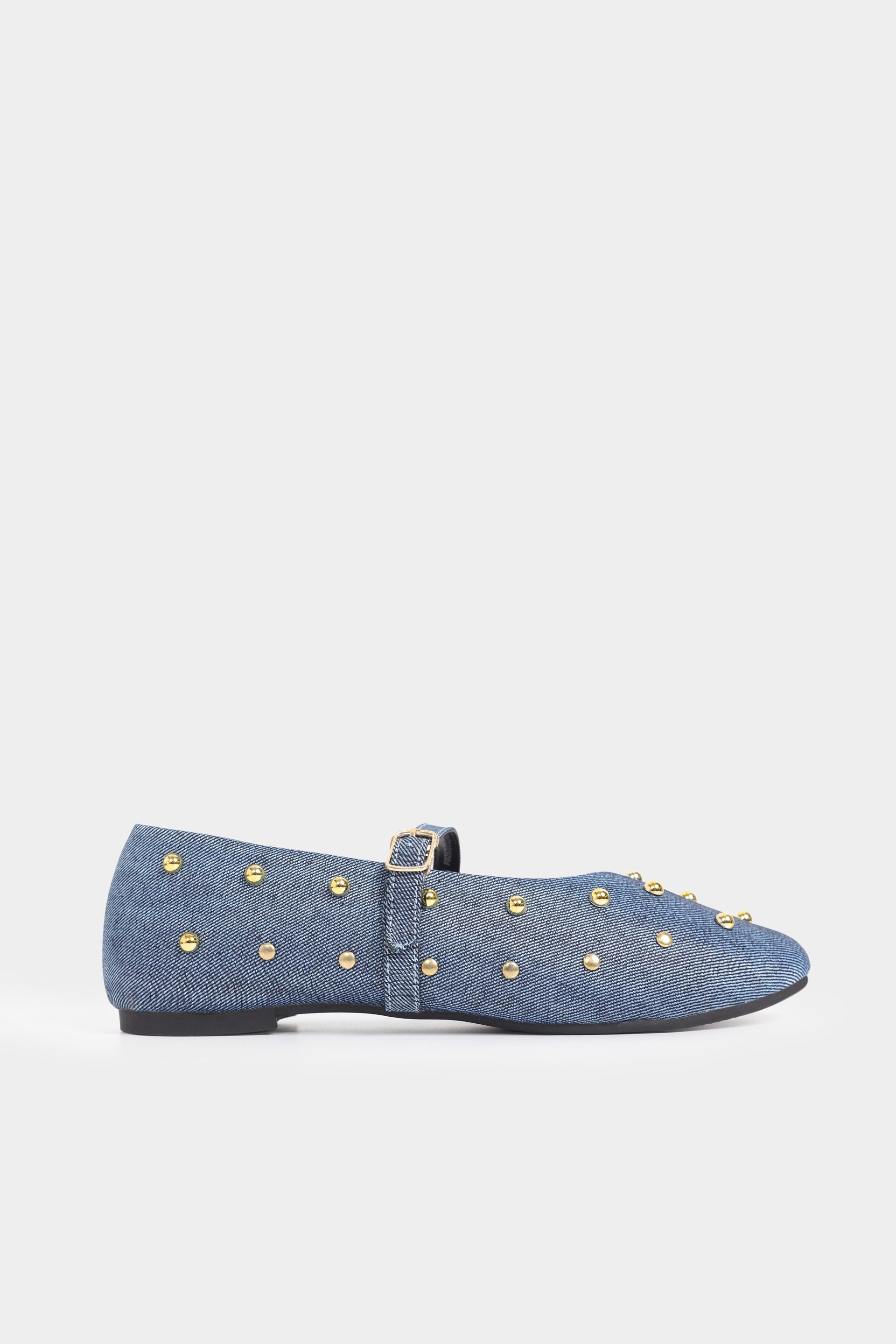 Embellished Denim Ballerinas