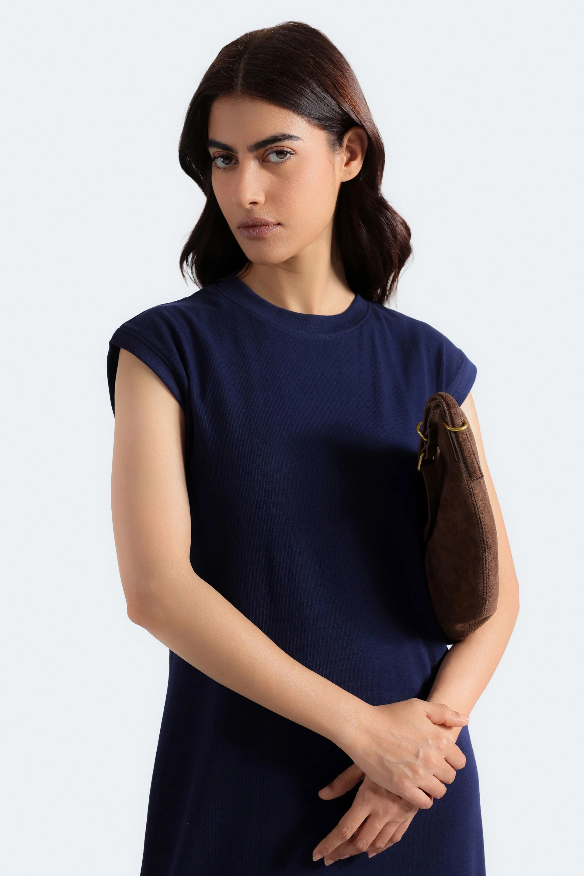 Sleeveless Ribbed Dress With Slit - Image 2