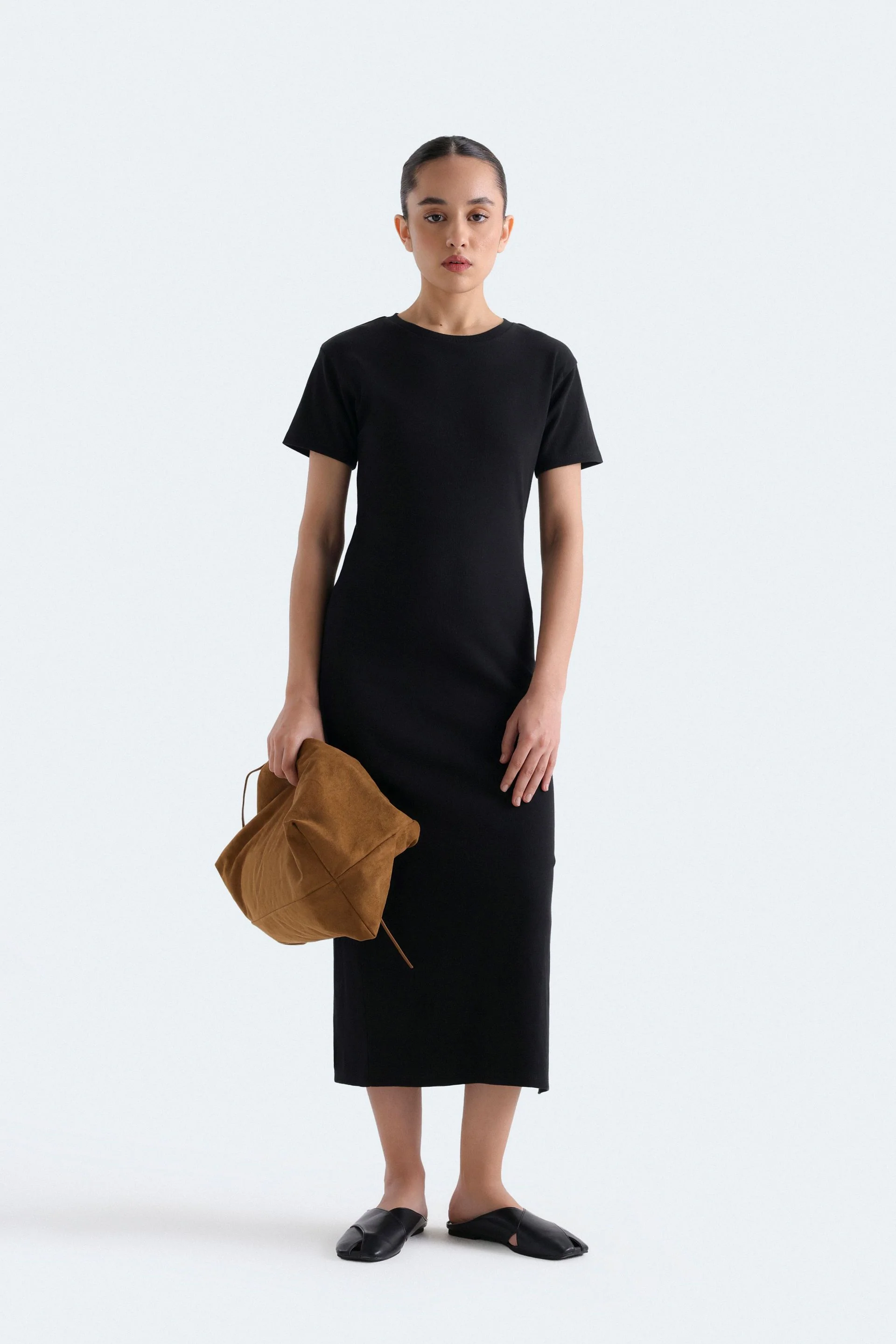 Ribbed Jersey Midi Dress