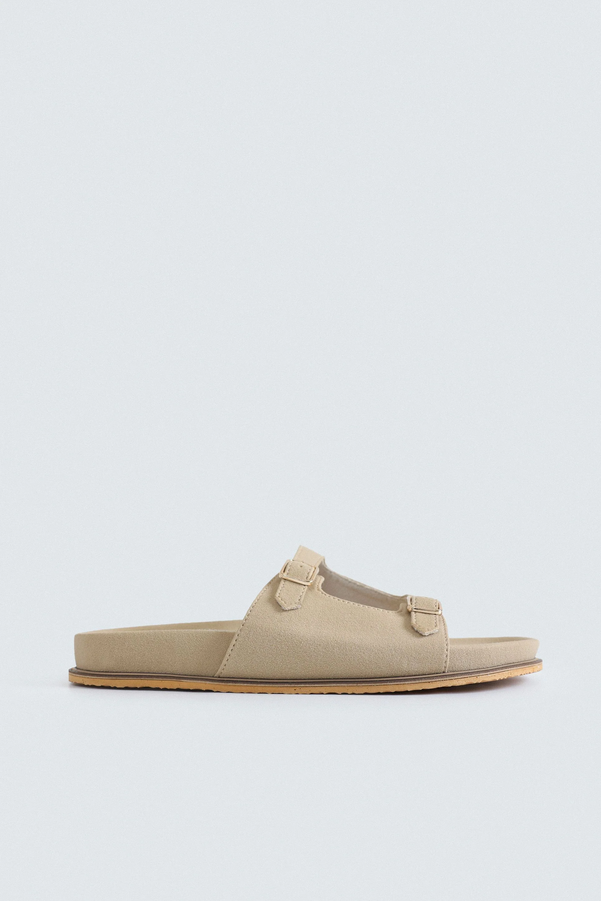 Suede Buckle Strap Flats