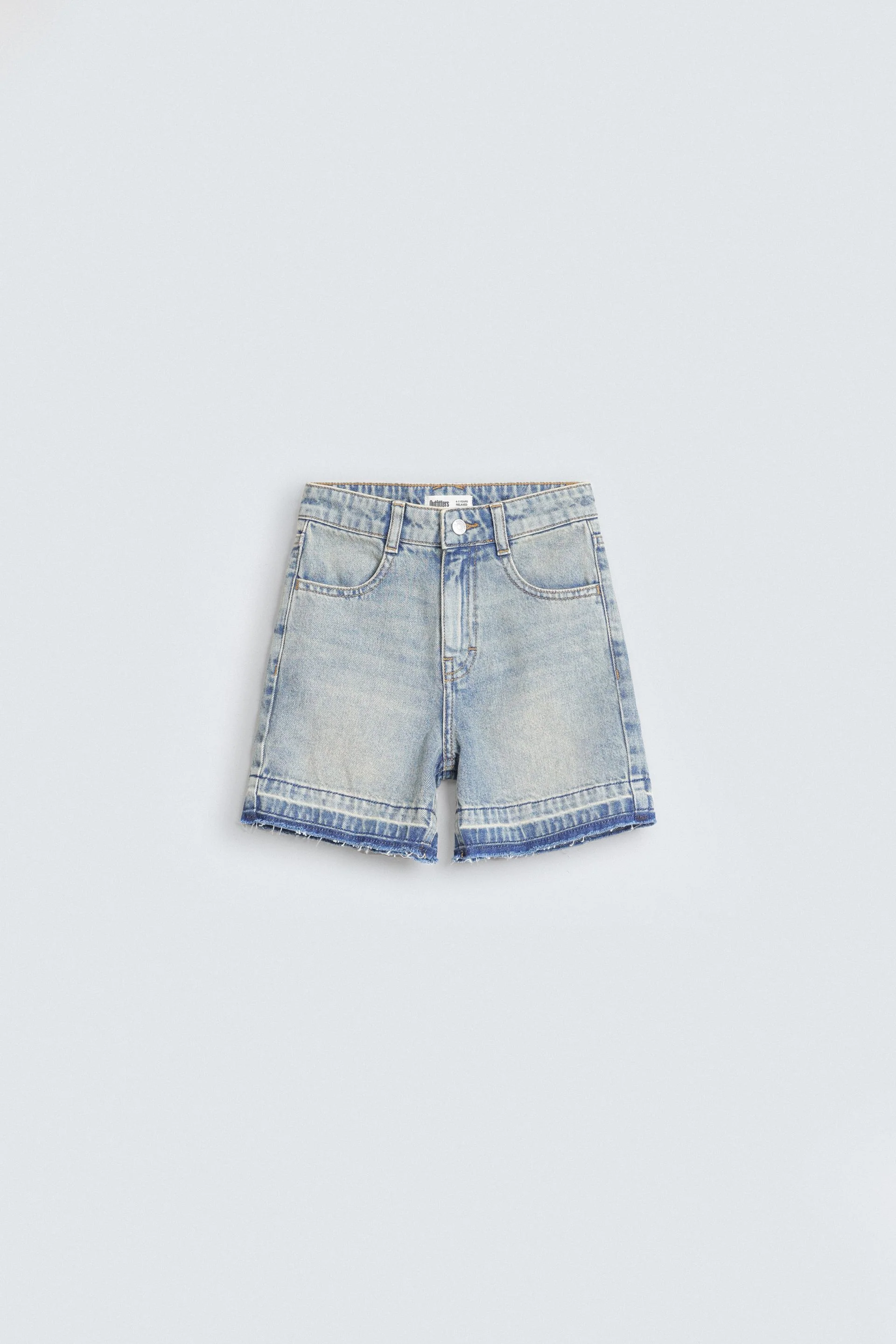 Denim Shorts With Frayed Hem
