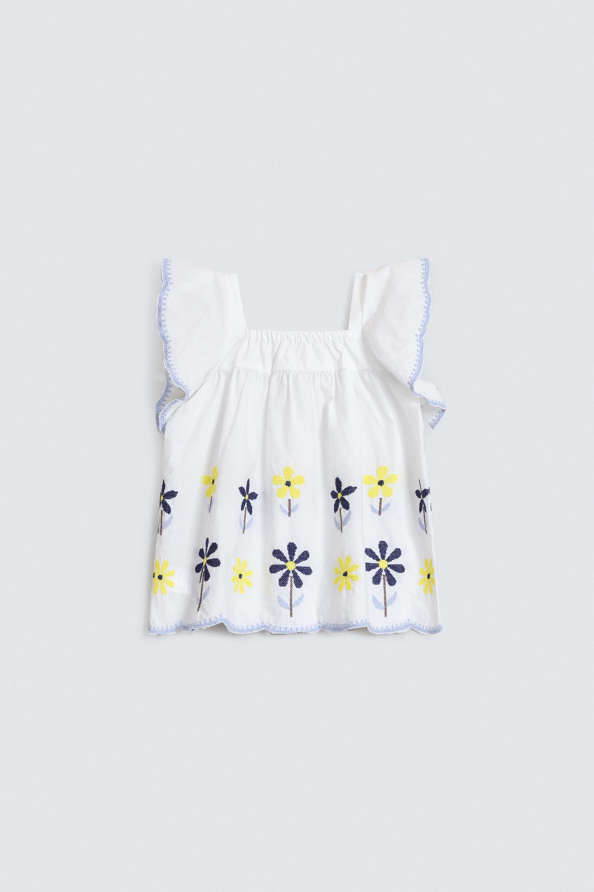 Embroidered Blouse With Ruffle Sleeves - Image 3