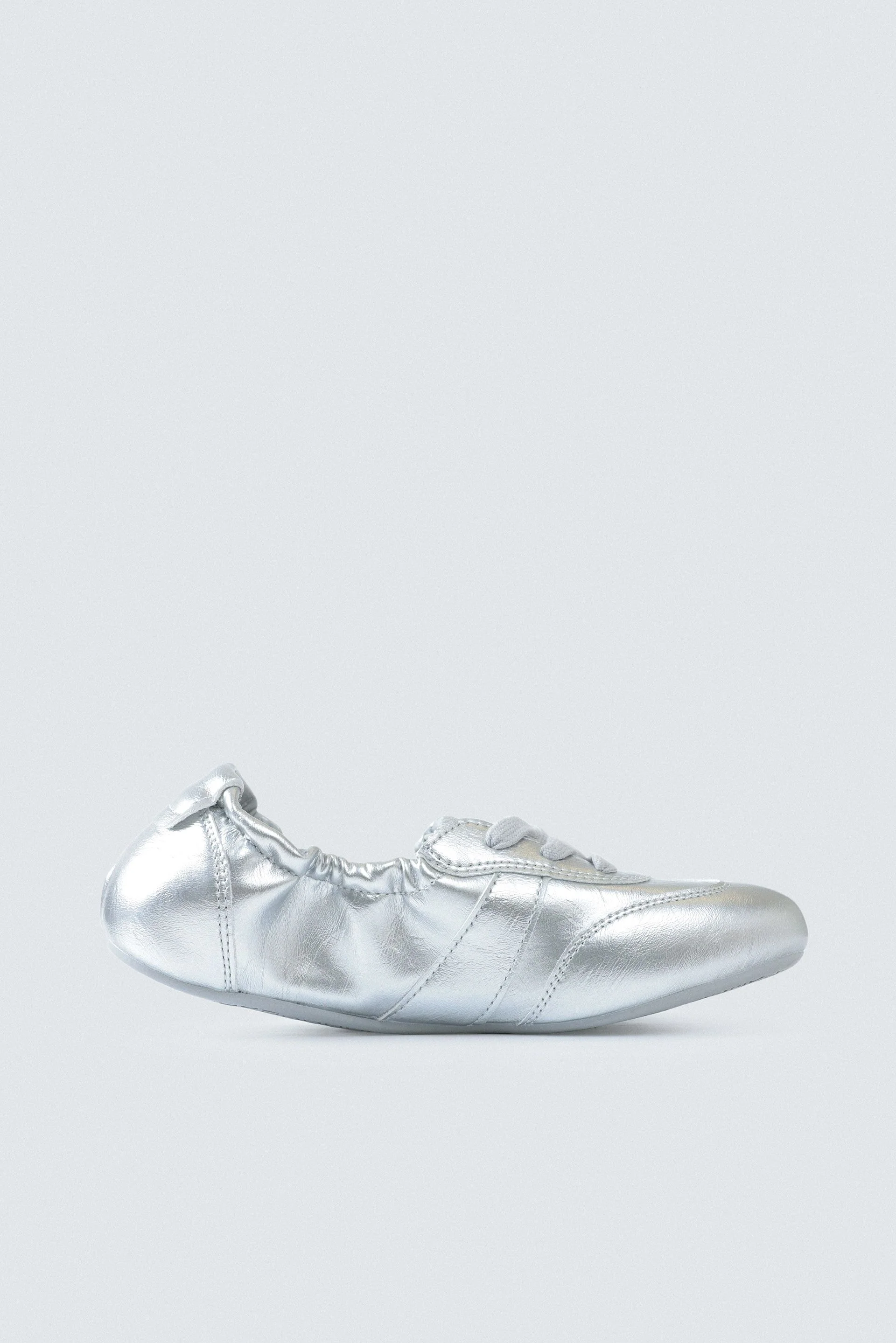 Metallic Lace-Up Ballet Flats
