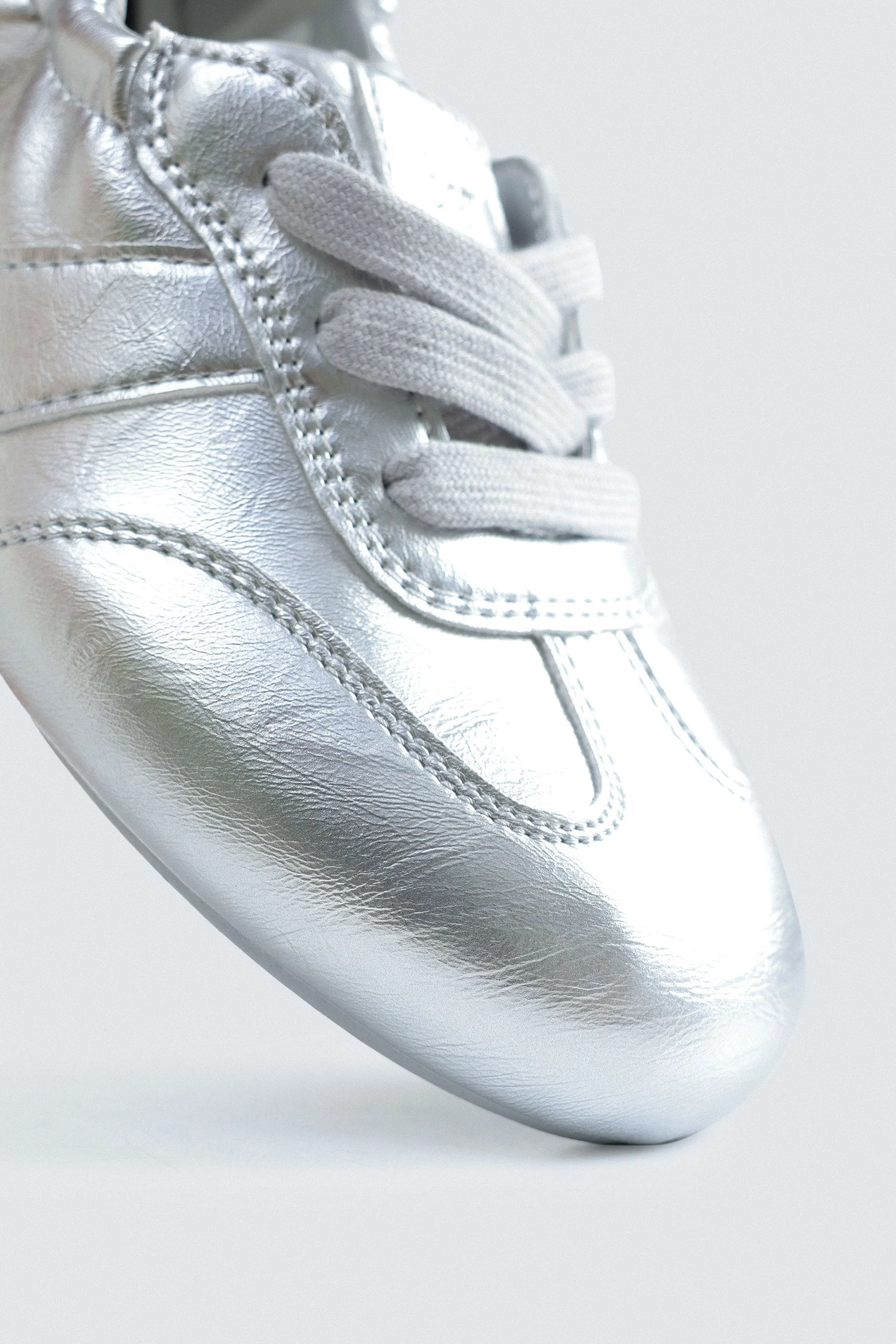 Metallic Lace-Up Ballet Flats - Image 3