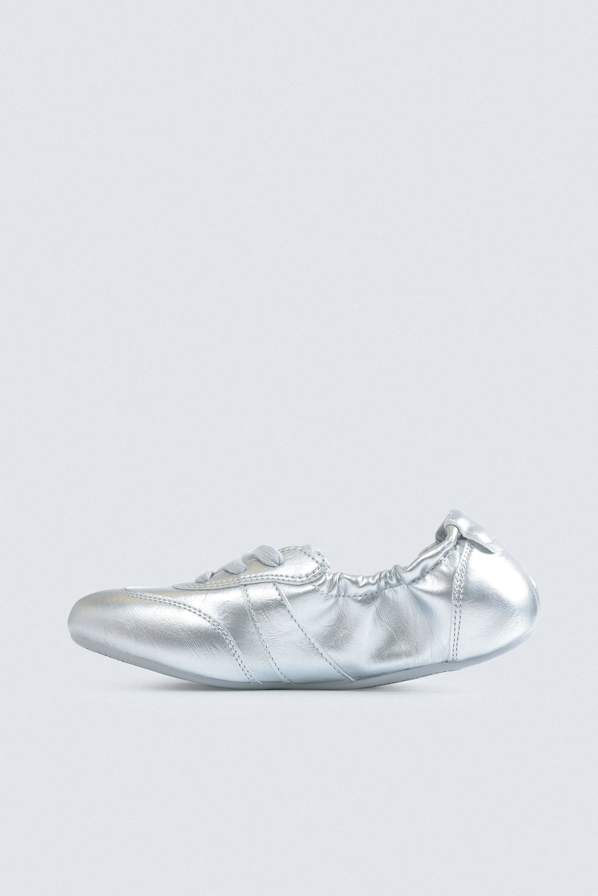 Metallic Lace-Up Ballet Flats - Image 5