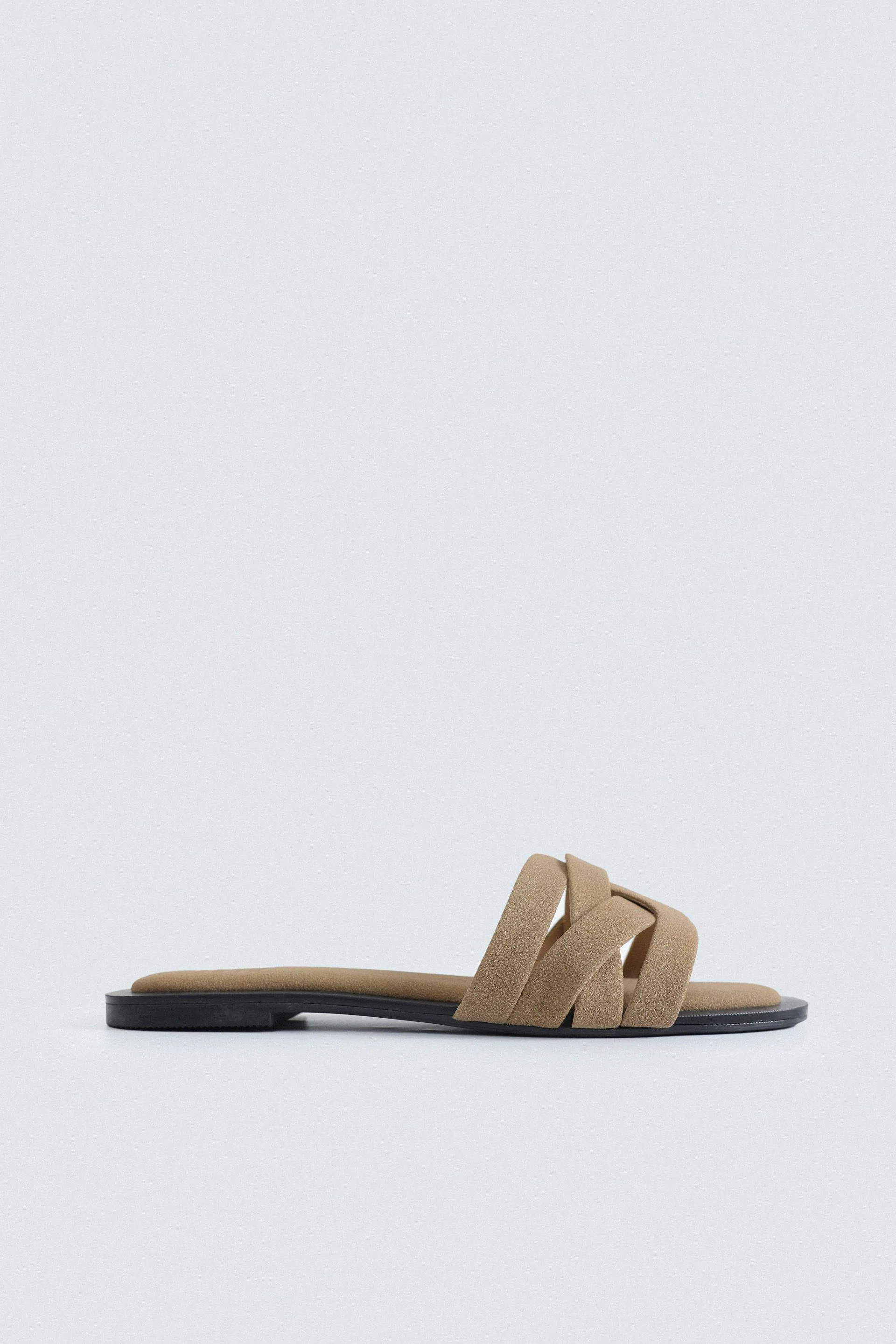 Suede Cross Strap Flats