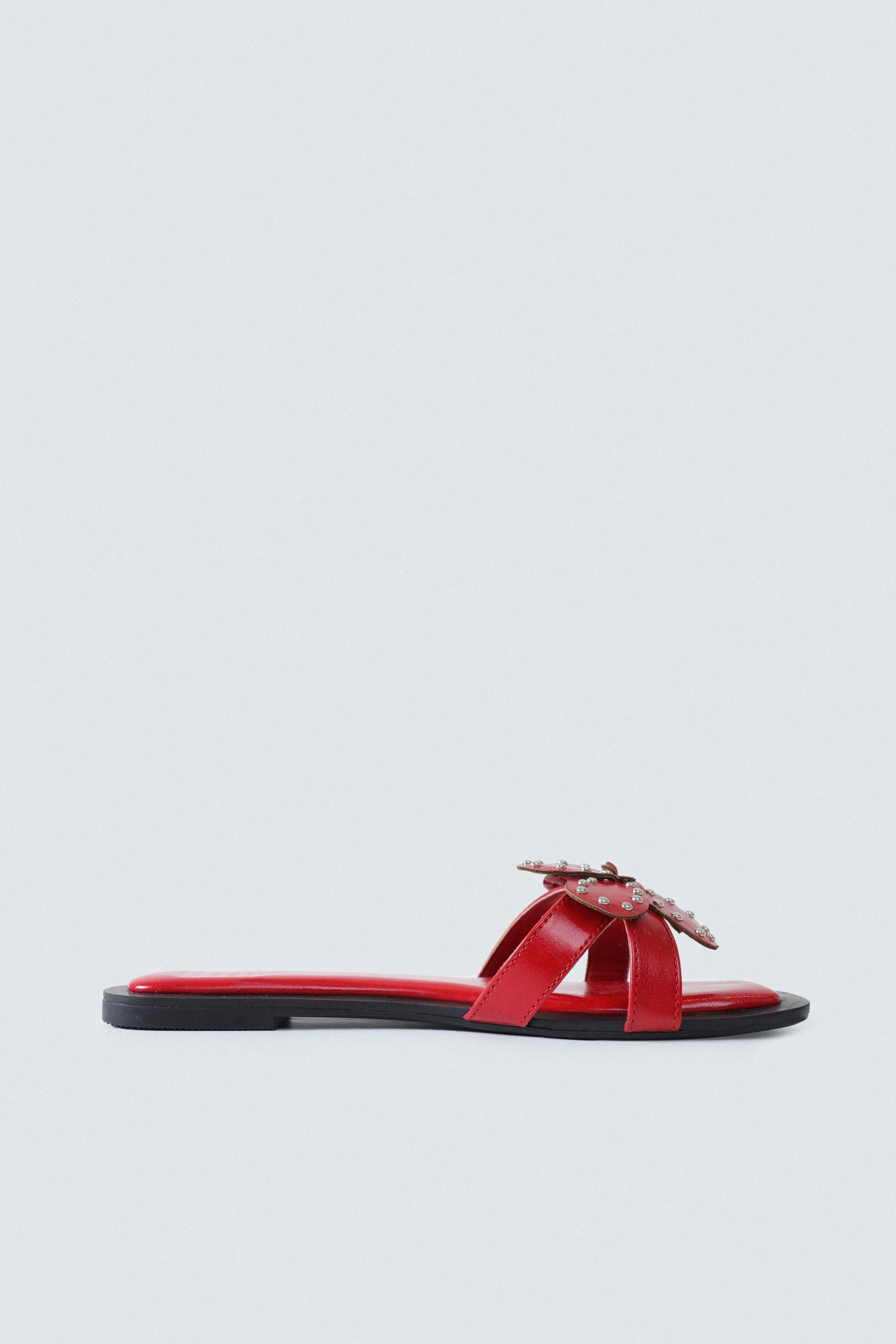 Flower Studded Strap Flats
