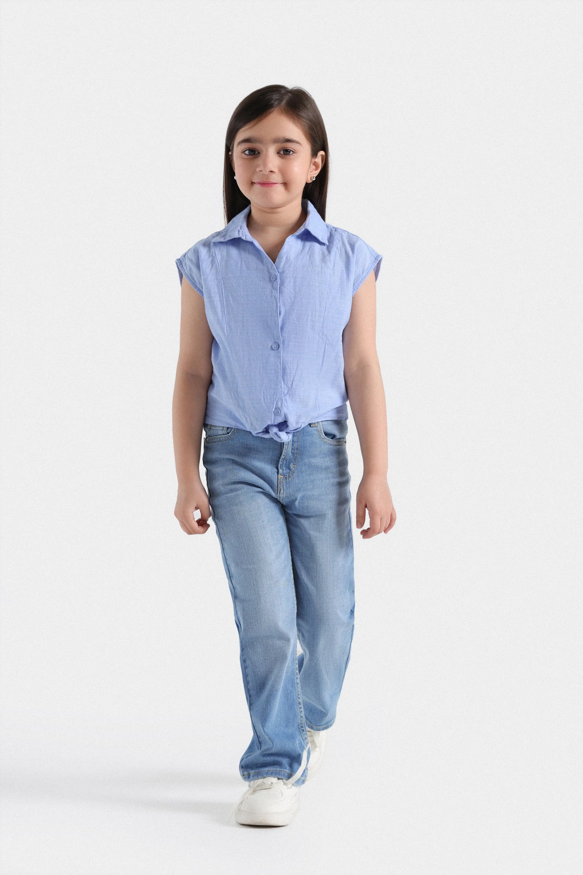 Button-Up Blouse With Knot Detail - Image 4