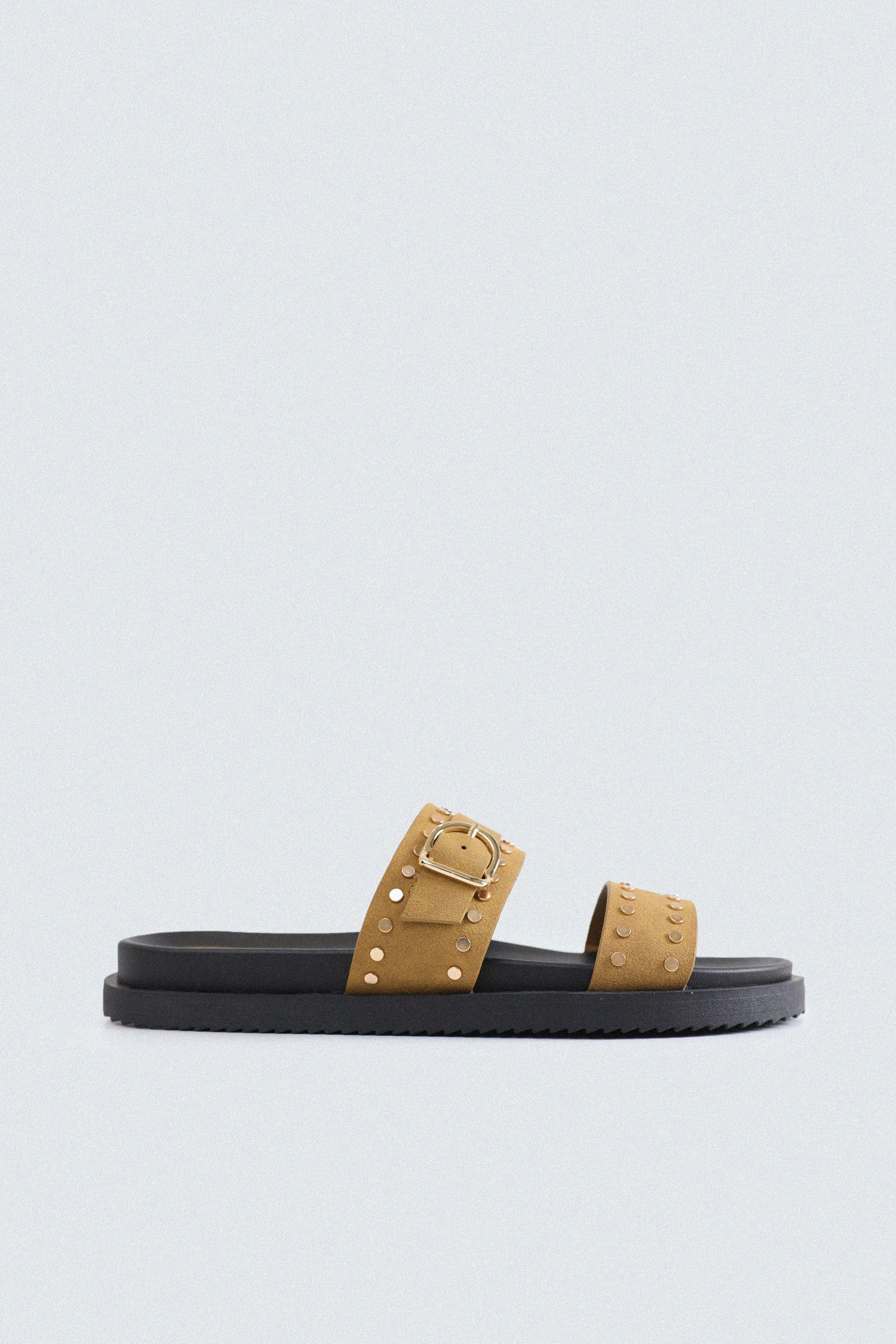 Studded Buckle Strap Flats