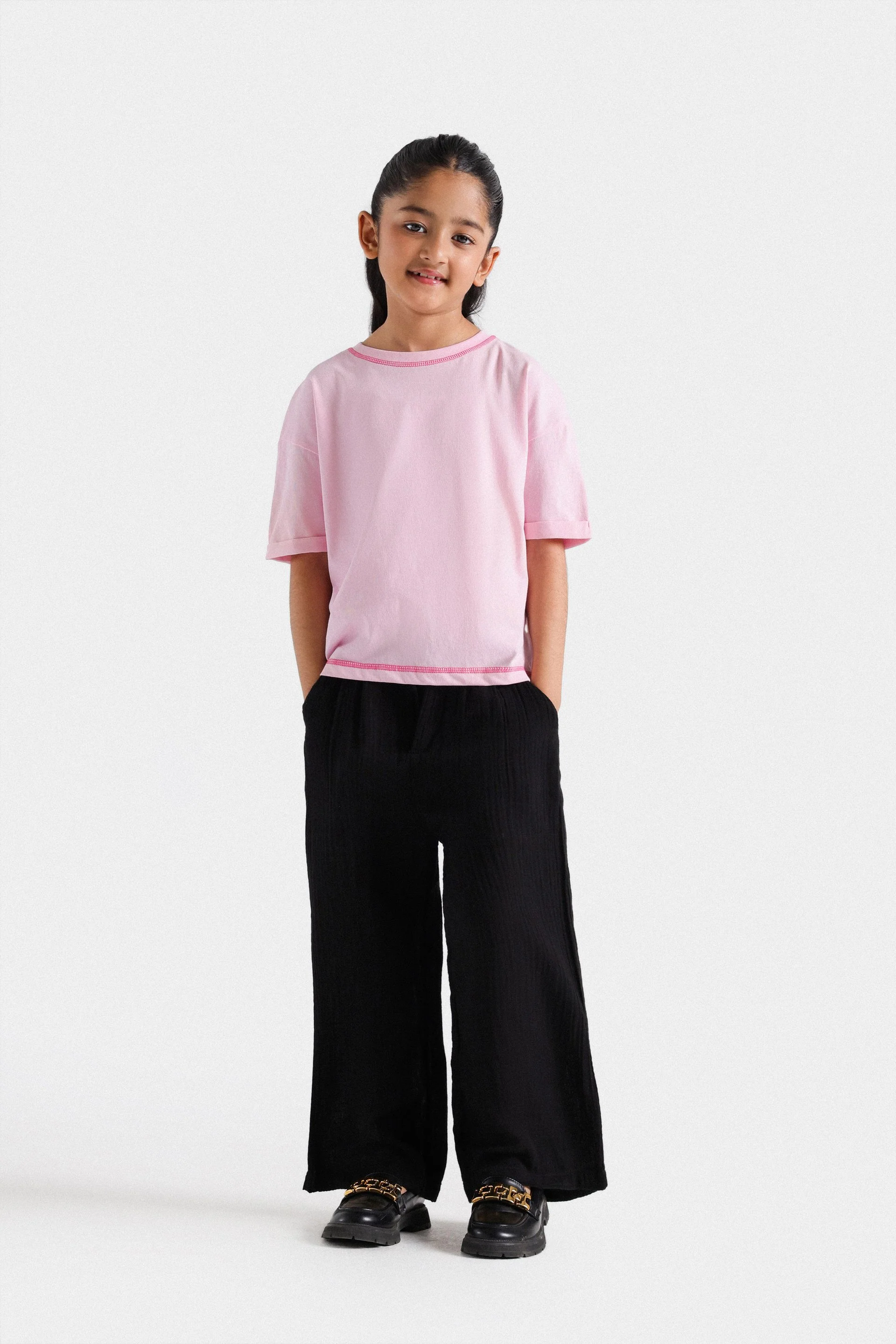 Creased-Effect Wide Leg Trousers - Image 11